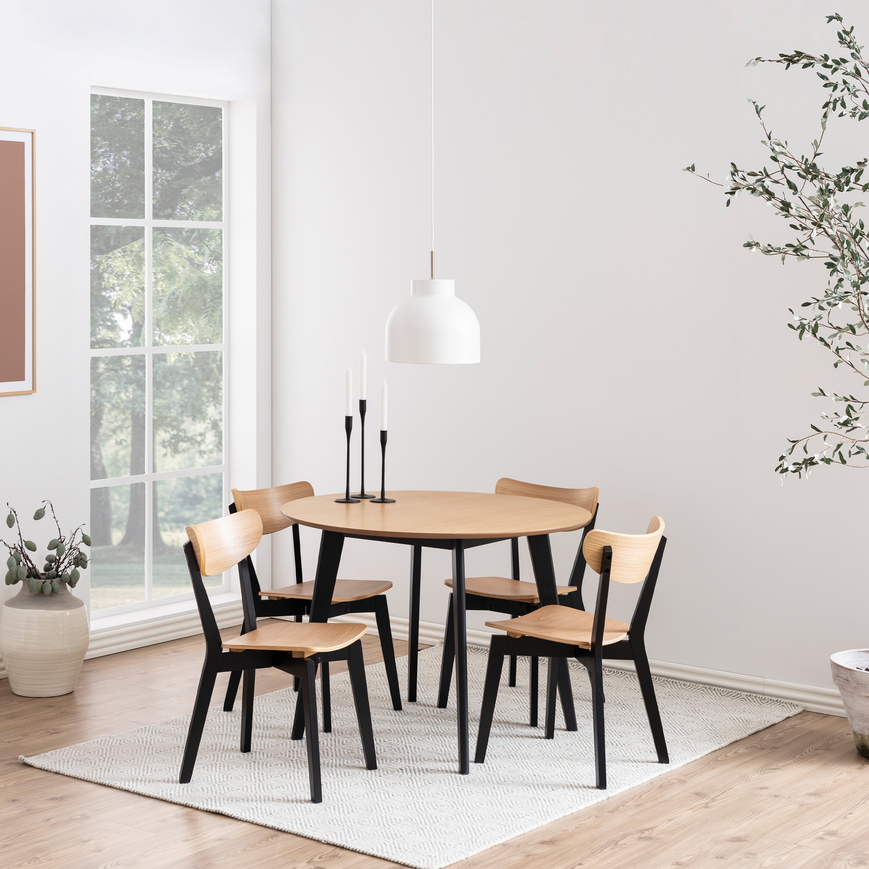 Roxby Dining Chairs in Black and Oak Set of 2 – FTG, view 4