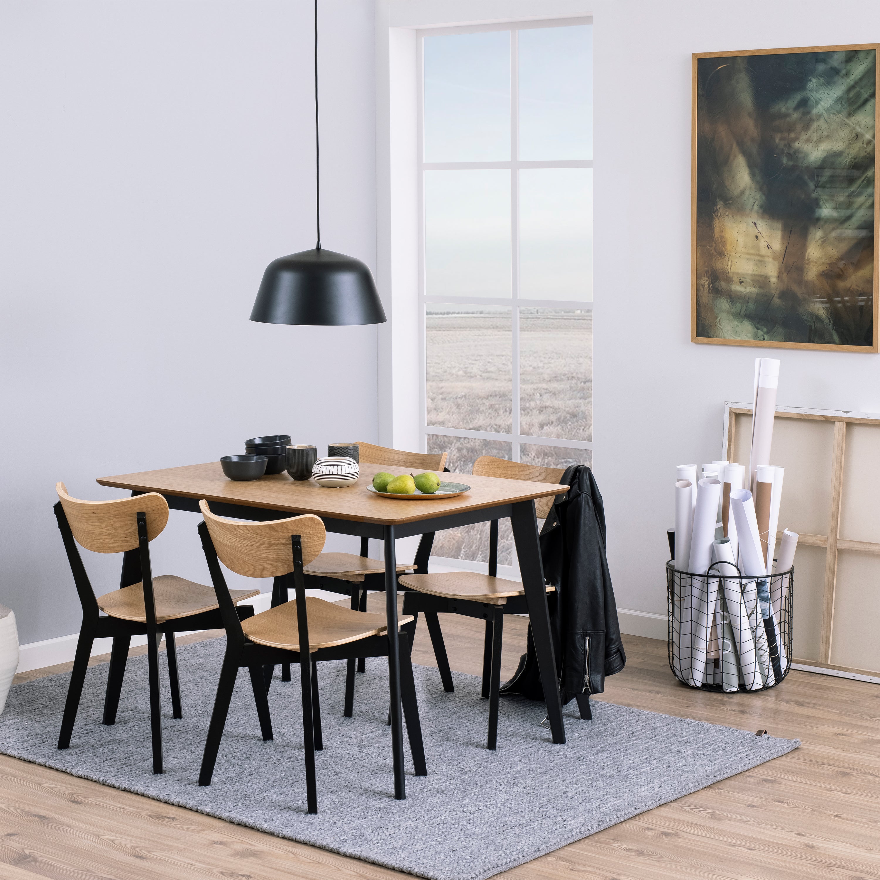 Roxby Dining Chairs in Black and Oak Set of 2 – FTG, view 5