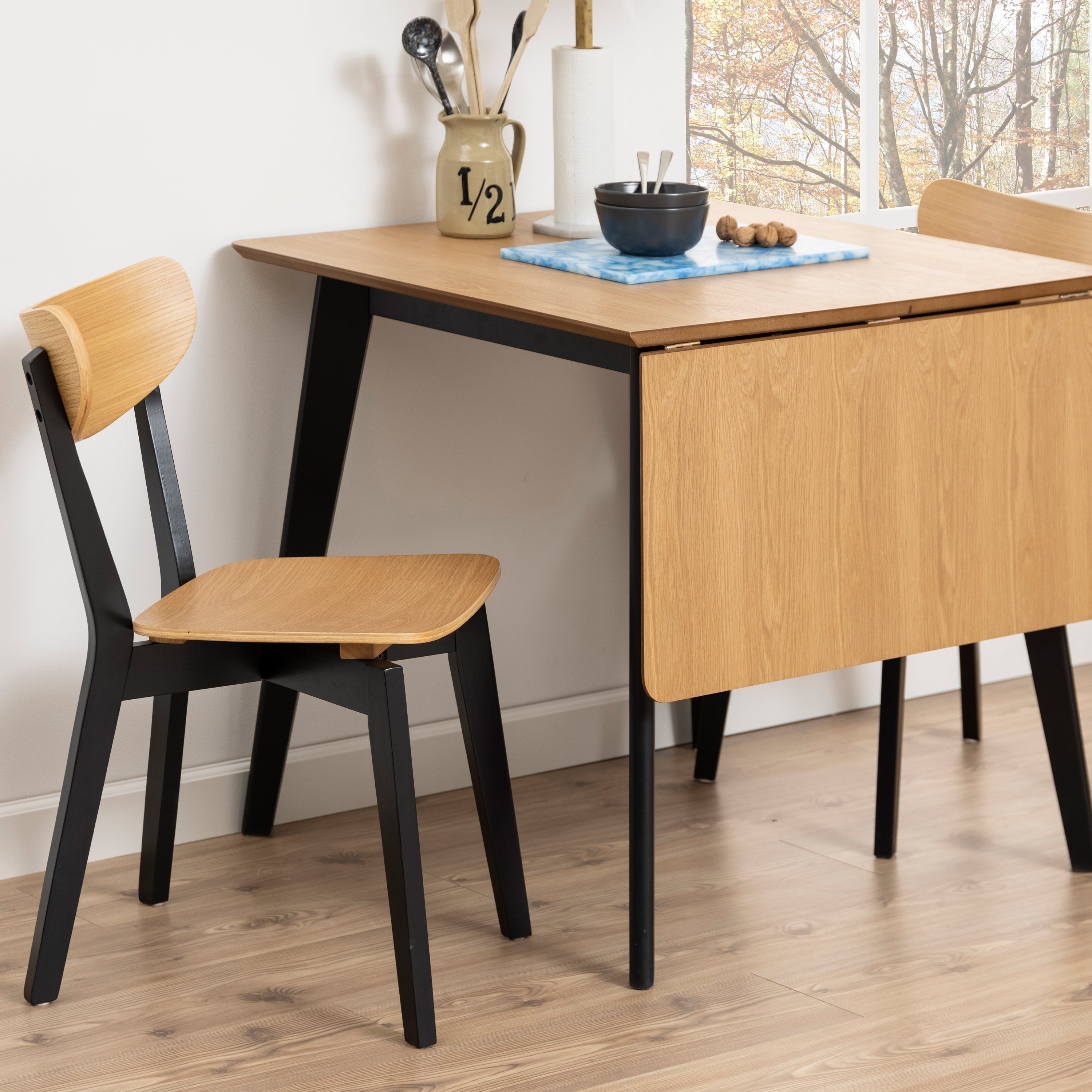 Roxby Dining Chairs in Black and Oak Set of 2 – FTG, view 8