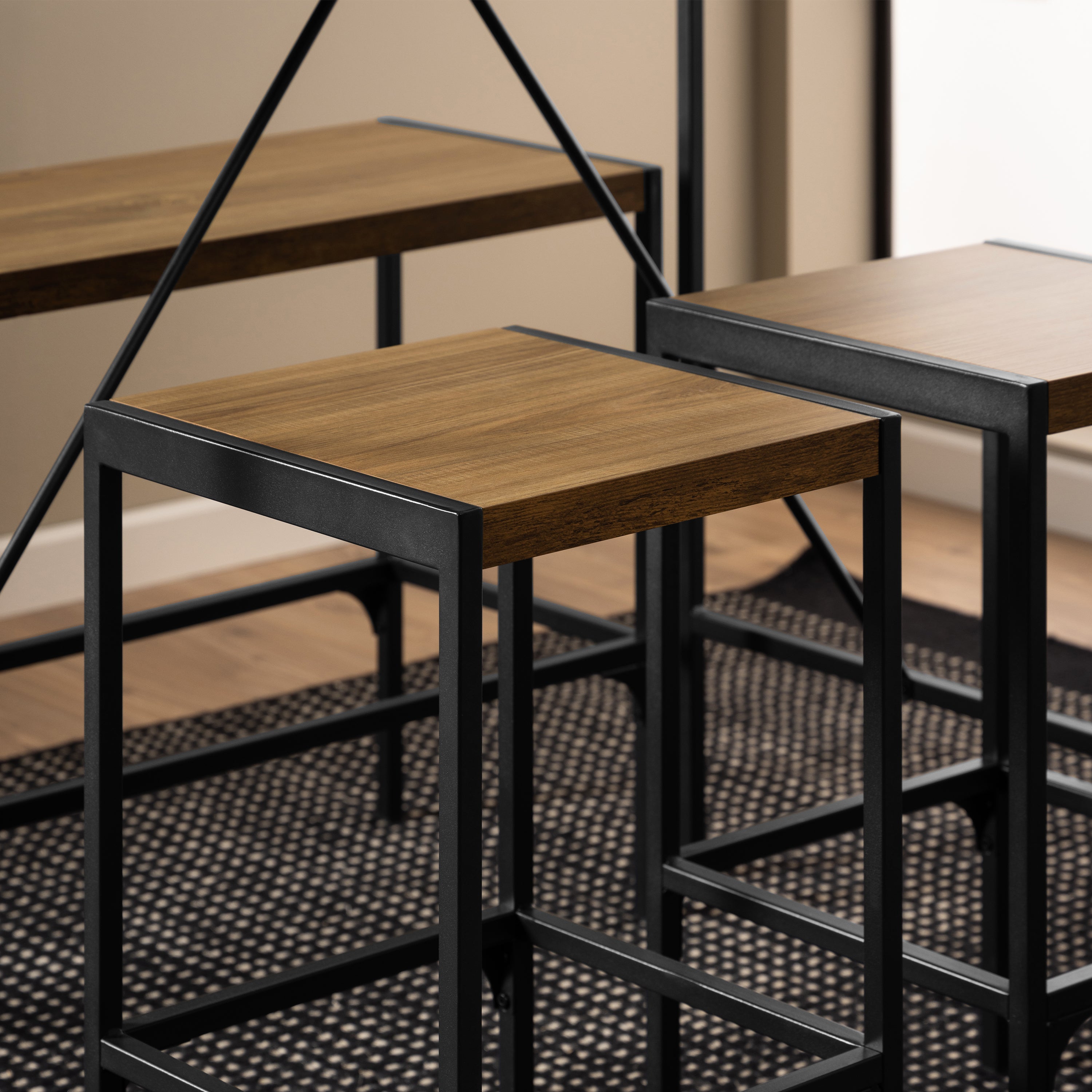 Bahamas Bar Table Set in Black and Oak – FTG, view 6