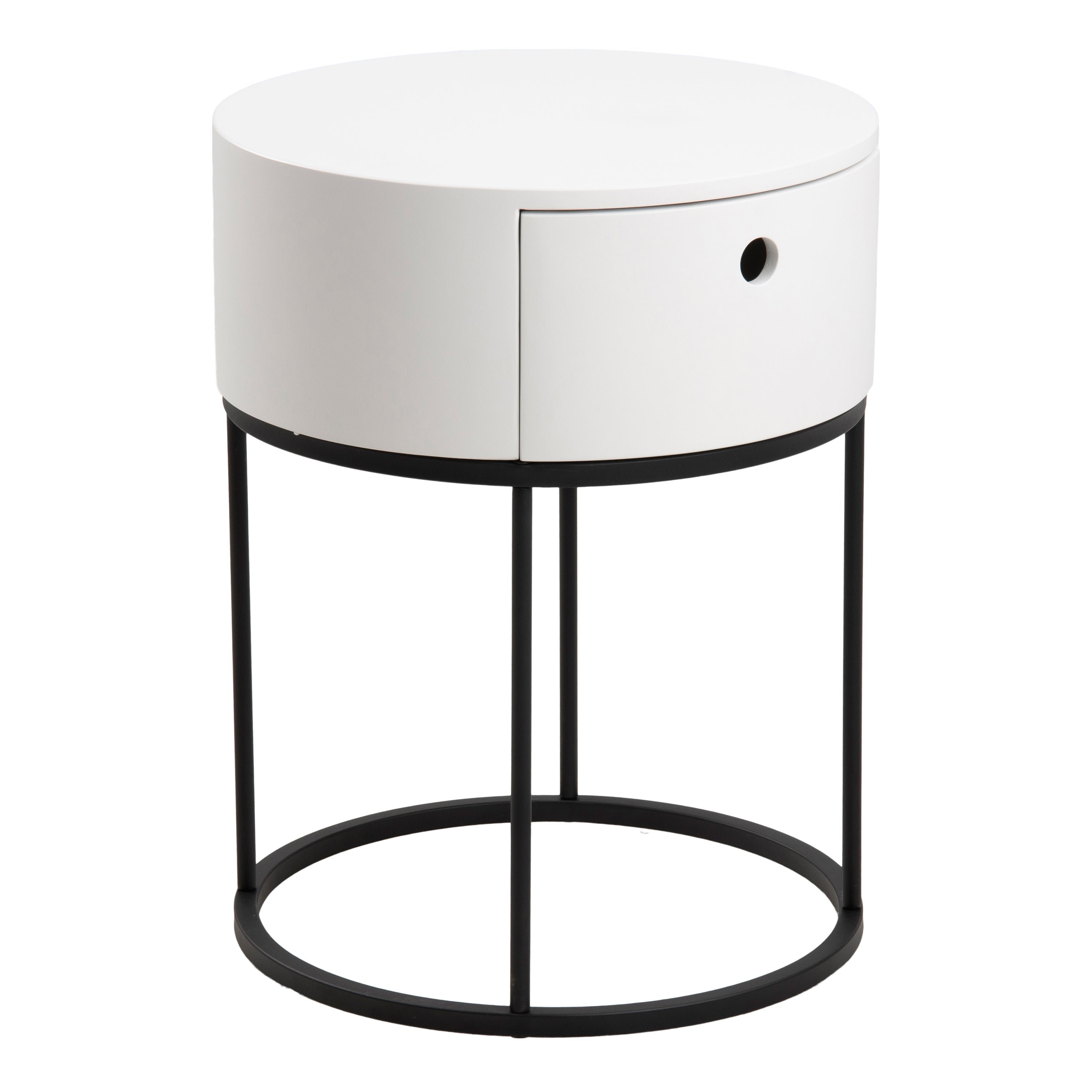 Polo Round Bedside Table in White and Black – FTG