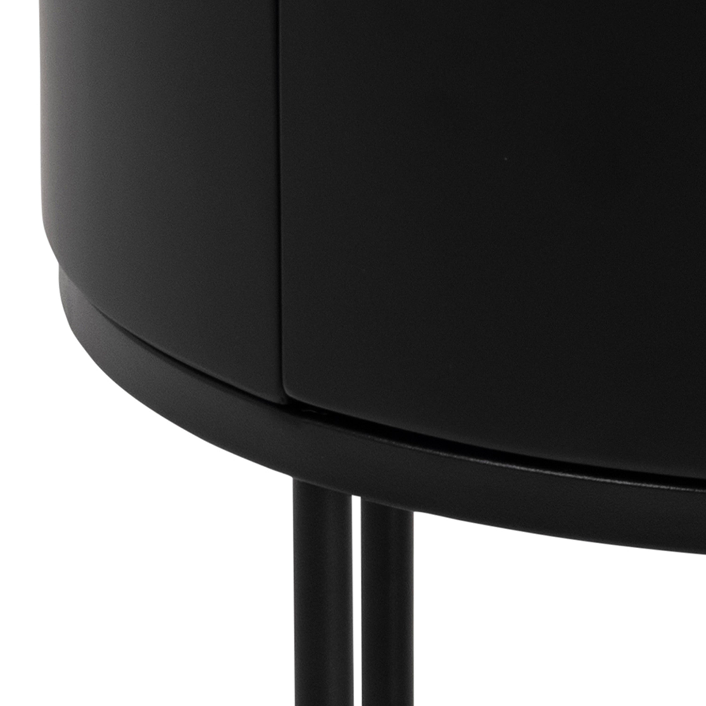 Polo Round Bedside Table in Black – FTG, view 7