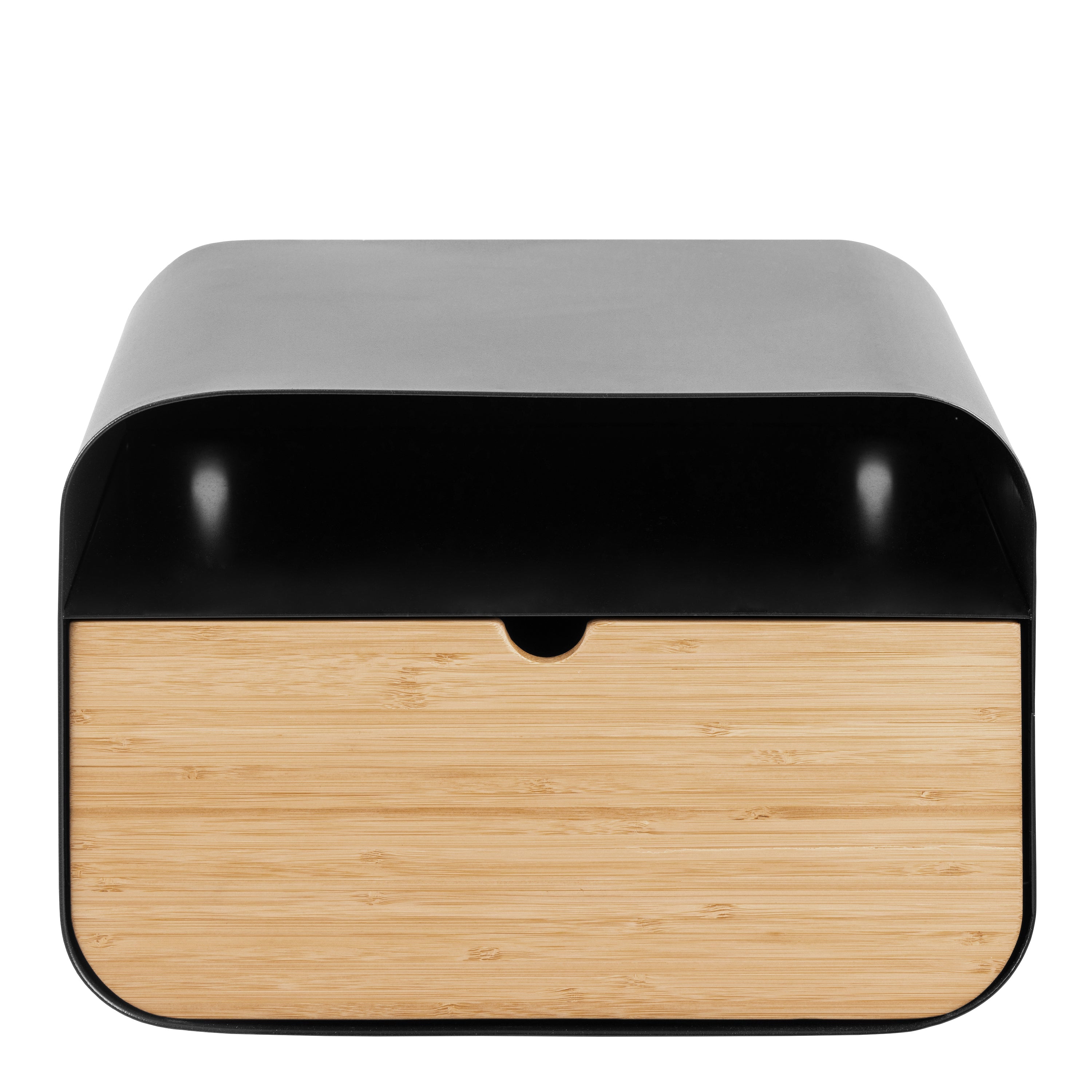 Joliet Wallmounted Bedside Table in Black and Bamboo – FTG, view 2