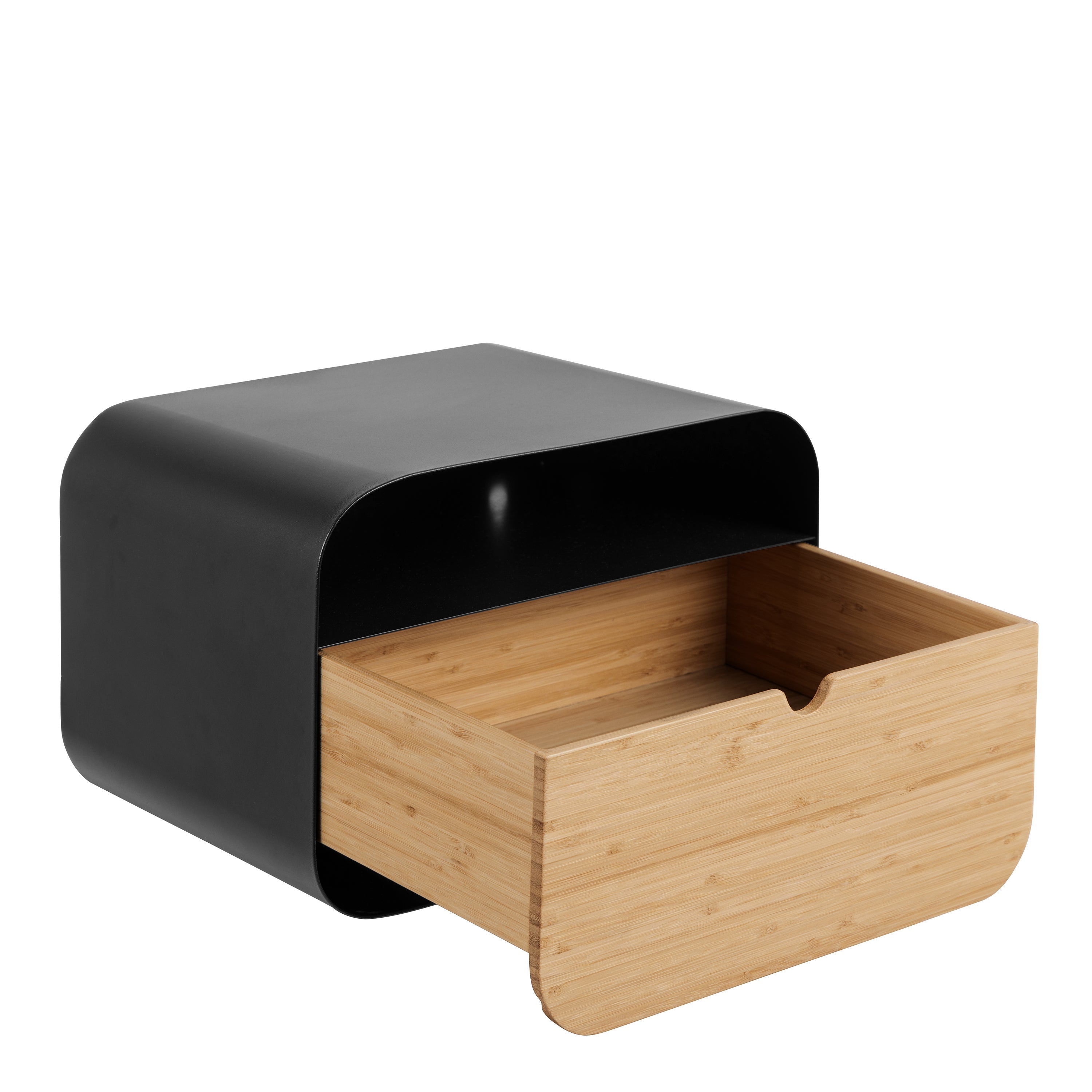 Joliet Wallmounted Bedside Table in Black and Bamboo – FTG, view 4