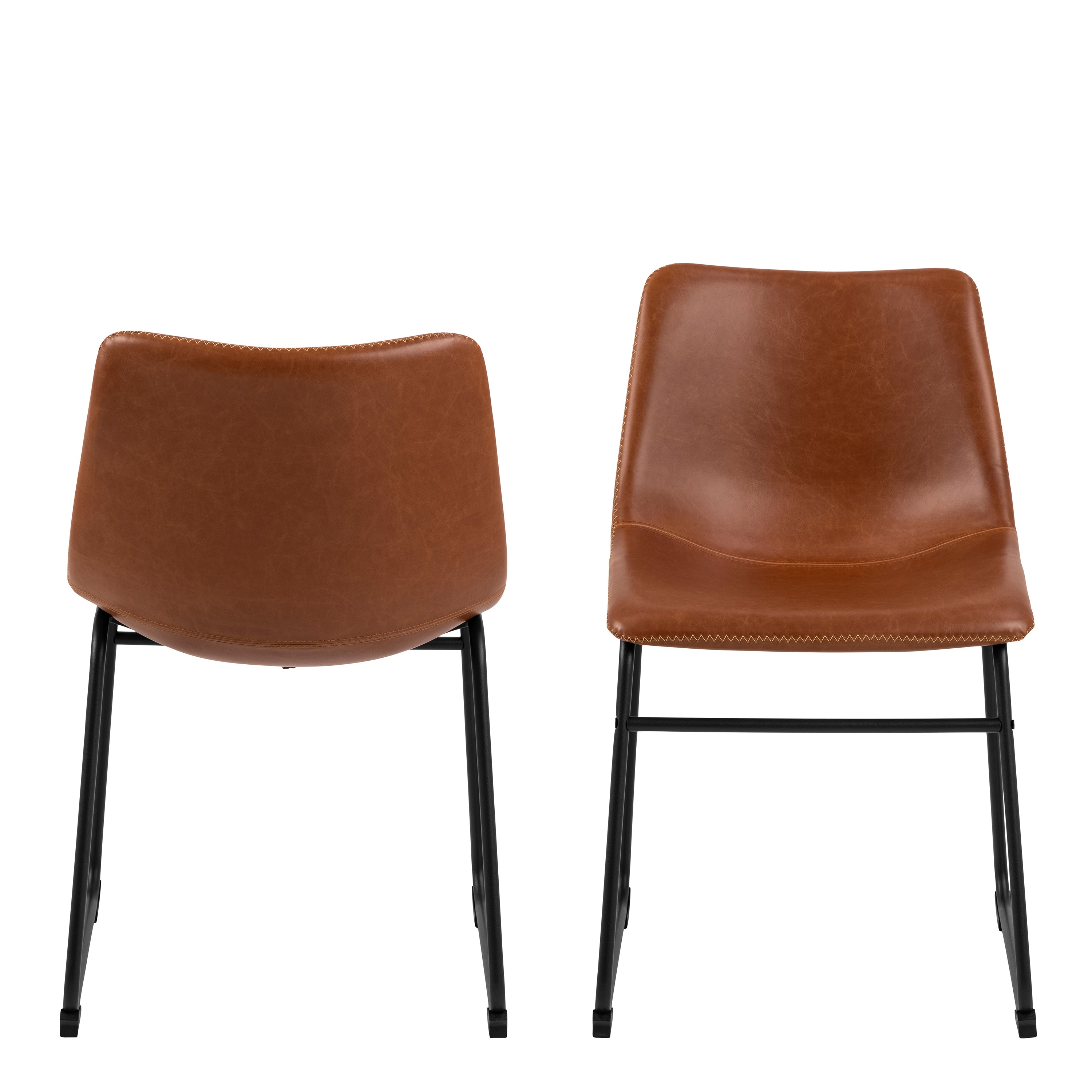 I_Oregon Dining Chair In Brown with Cream Stitching Set of 2. – FTG, view 2