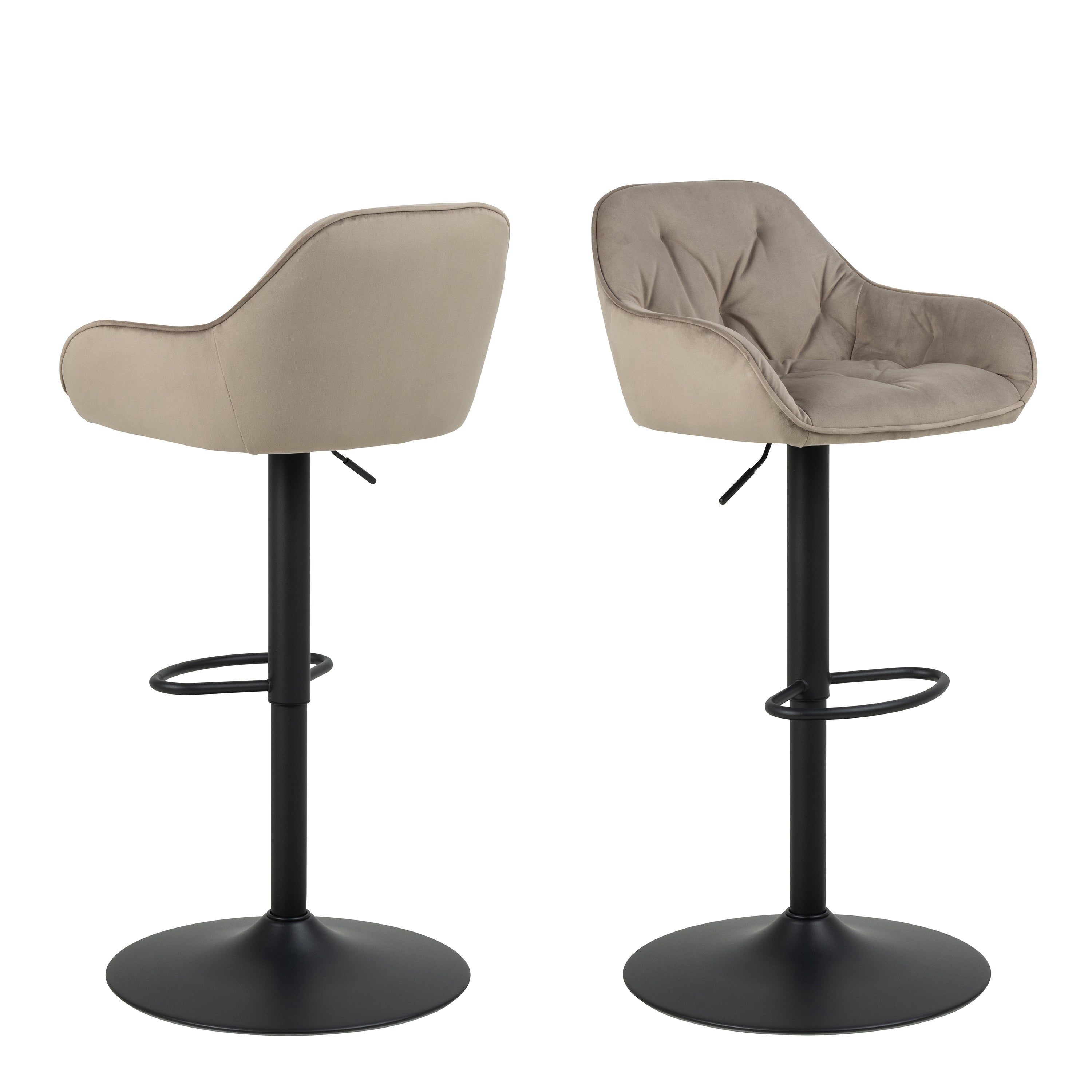 Brooke Swivel Bar Stool with Height Adjustable Function in Beige Set of 2 – FTG
