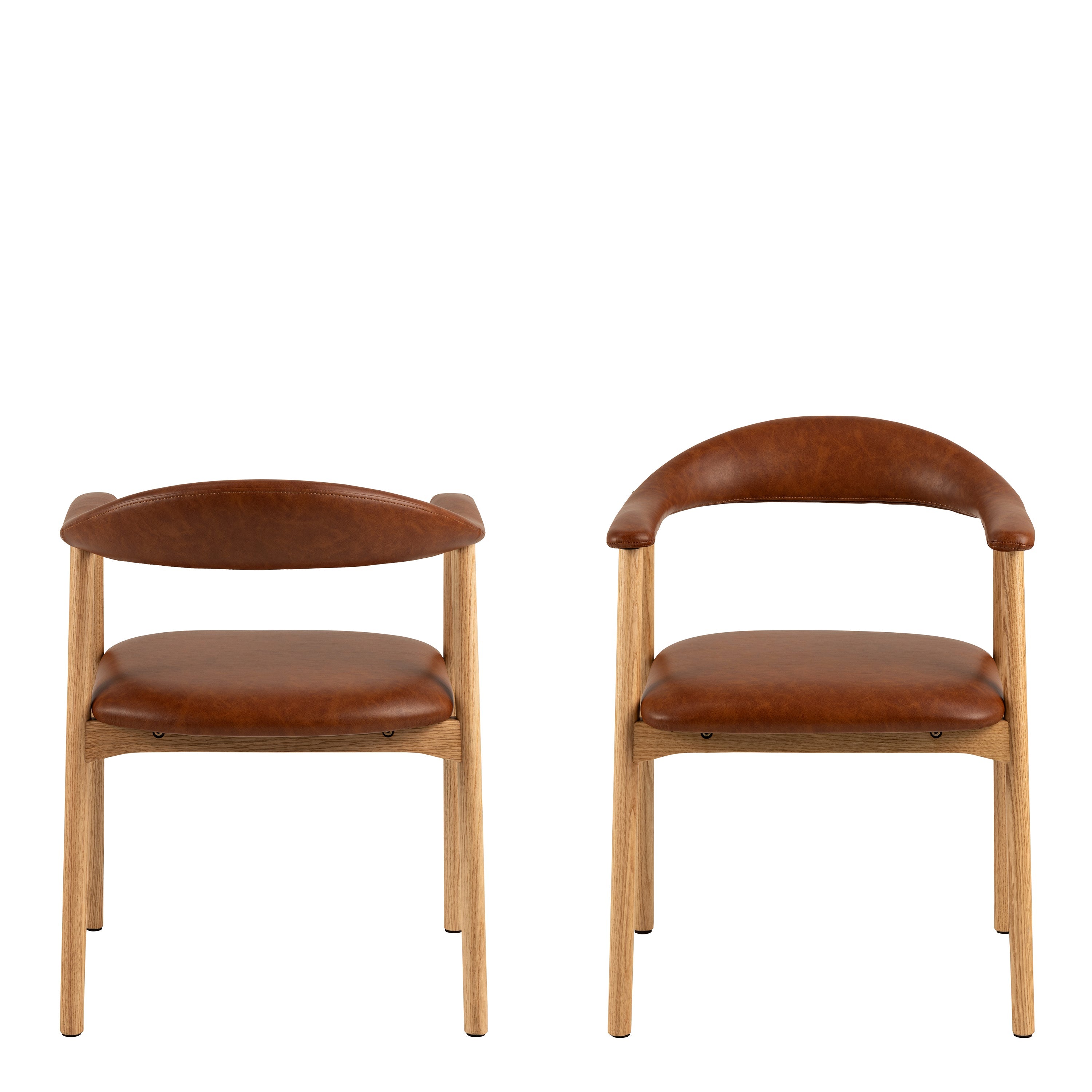 Addi Dining Chair With Armrest in PU Retro Brandy Set of 2 – FTG, view 2