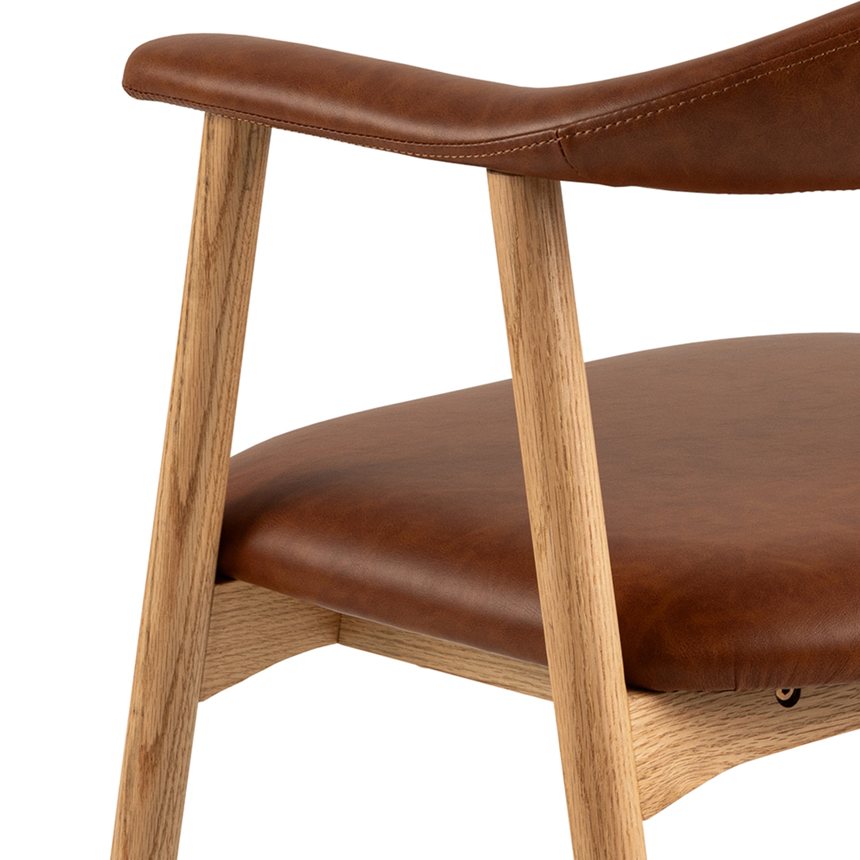 Addi Dining Chair With Armrest in PU Retro Brandy Set of 2 – FTG, view 6