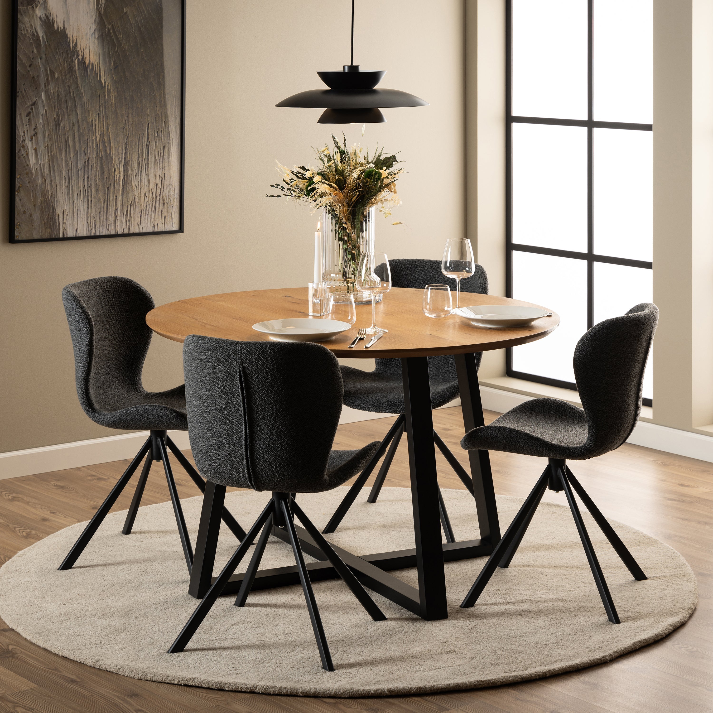 Batilda Swivel Dining Chairs in Grey Fabic Set of 2 – FTG, view 4