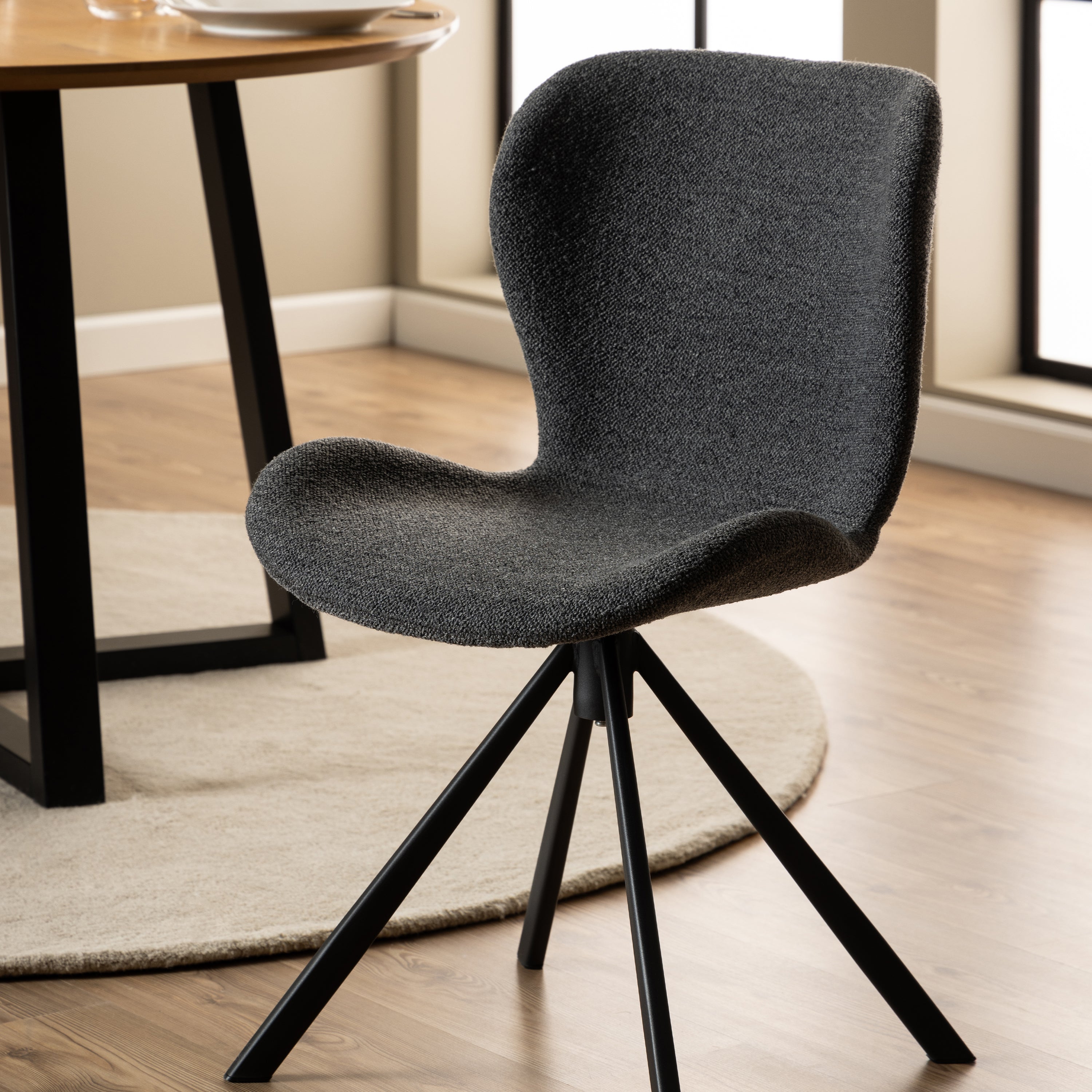 Batilda Swivel Dining Chairs in Grey Fabic Set of 2 – FTG, view 5