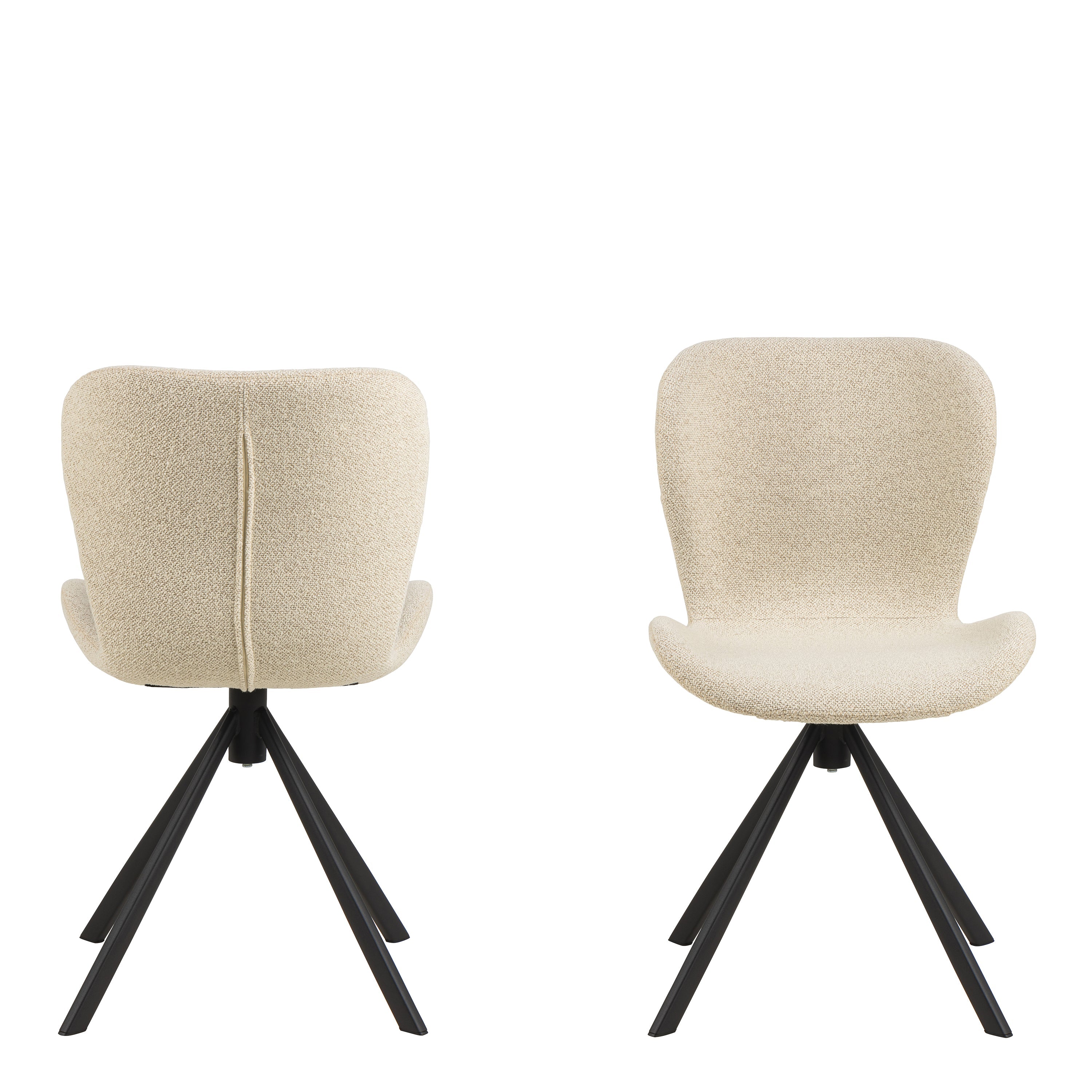 Batilda Swivel Dining Chairs in Cream Fabic Set of 2 – FTG, view 2