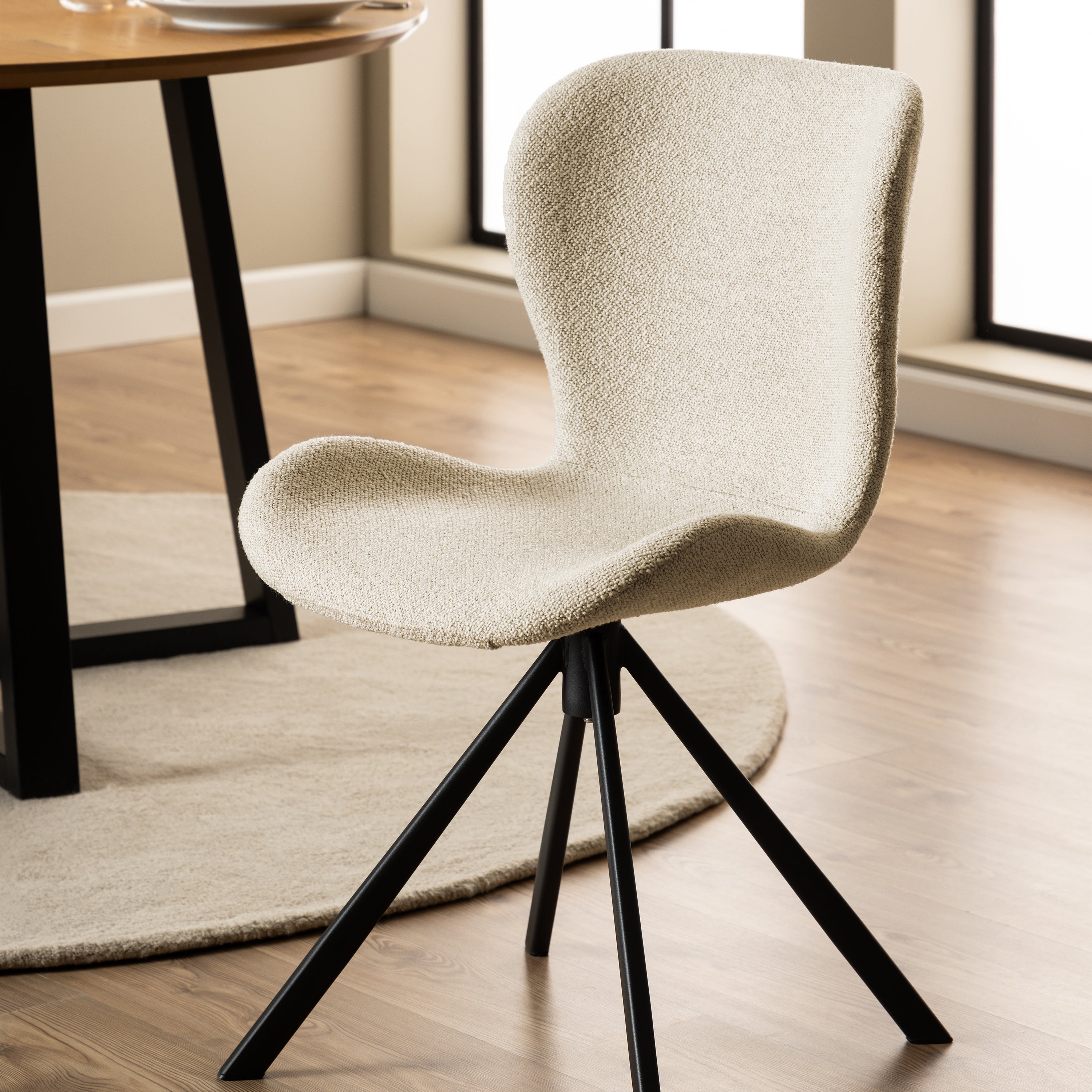 Batilda Swivel Dining Chairs in Cream Fabic Set of 2 – FTG, view 5