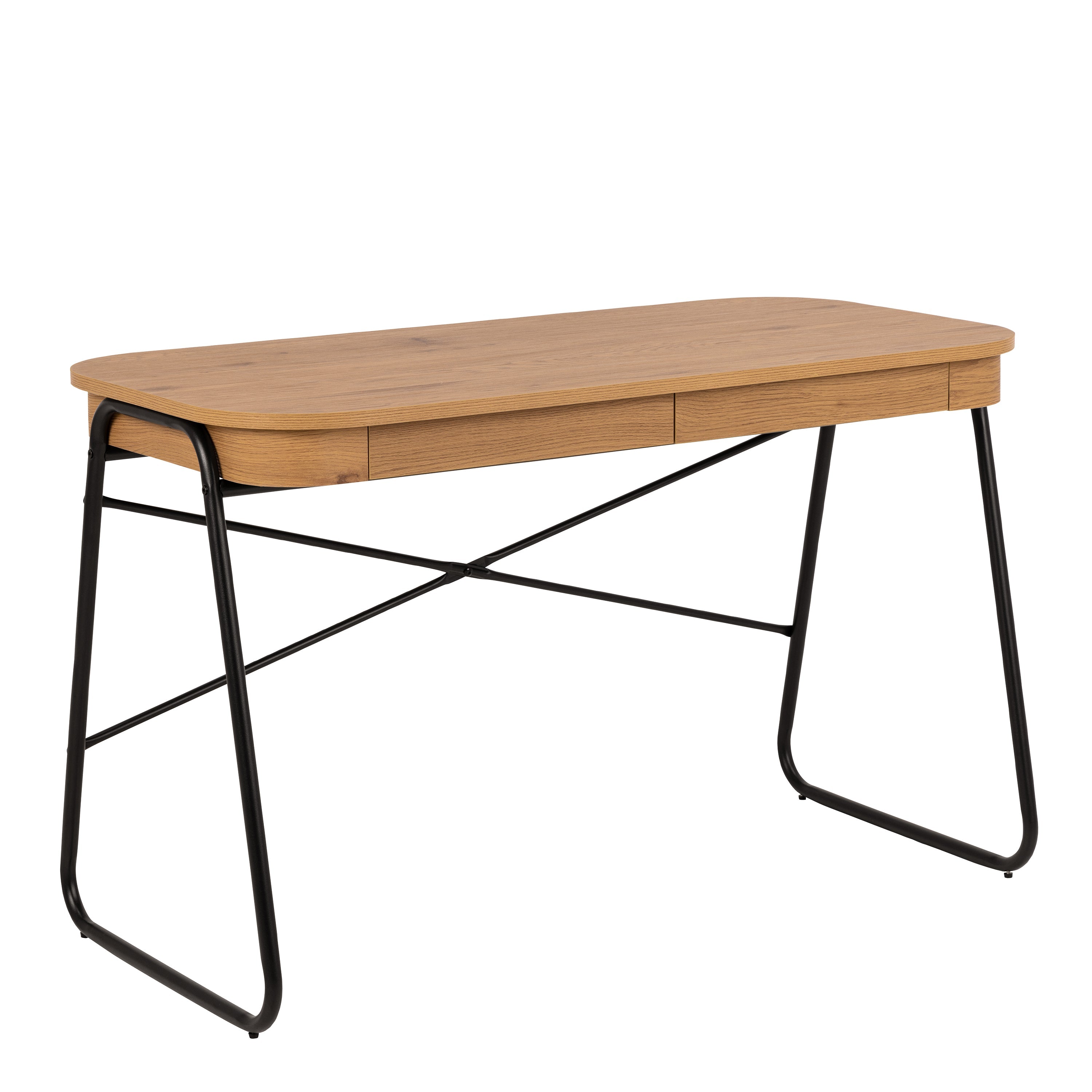 Blueton Office Desk with 2 Drawers in Black and Oak – FTG