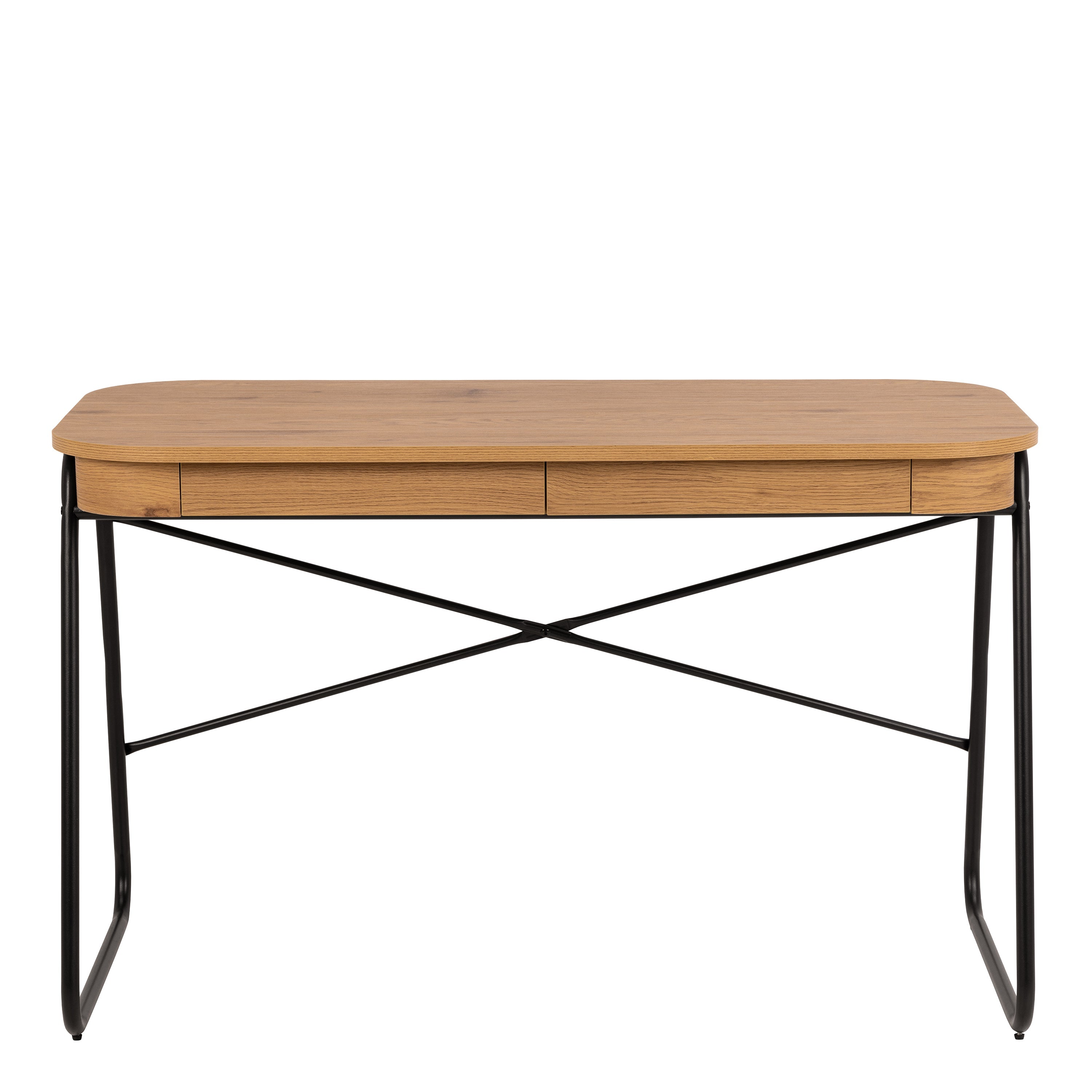 Blueton Office Desk with 2 Drawers in Black and Oak – FTG, view 2