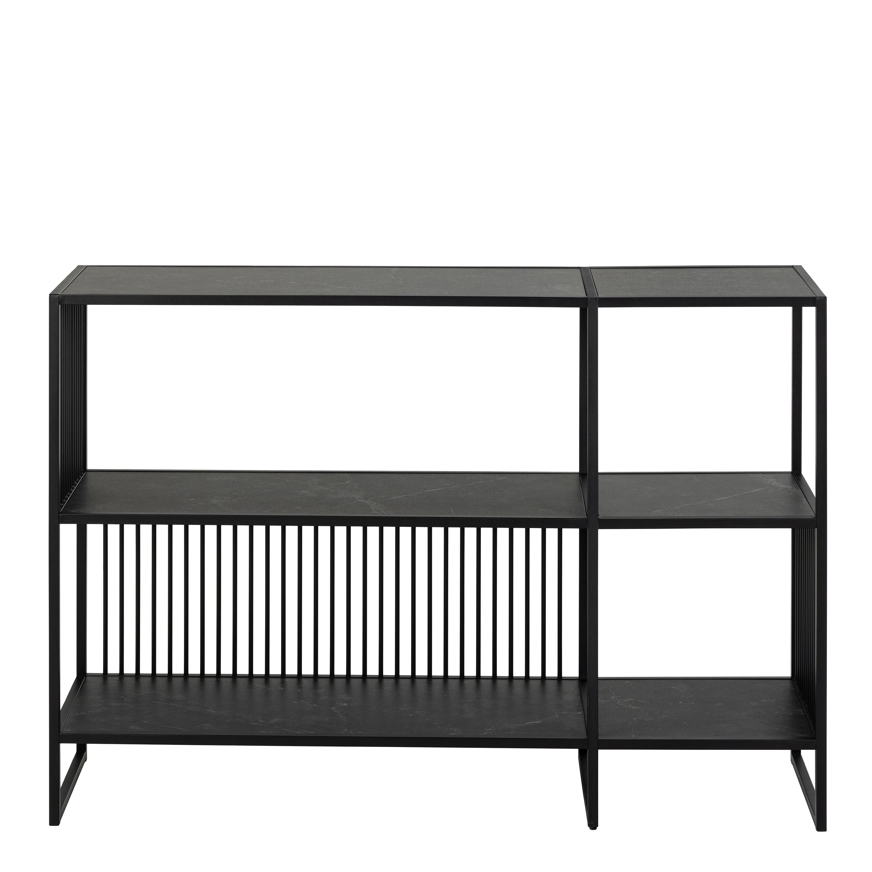 Strington Bookcase with 2 Shelves in Black – FTG, view 2