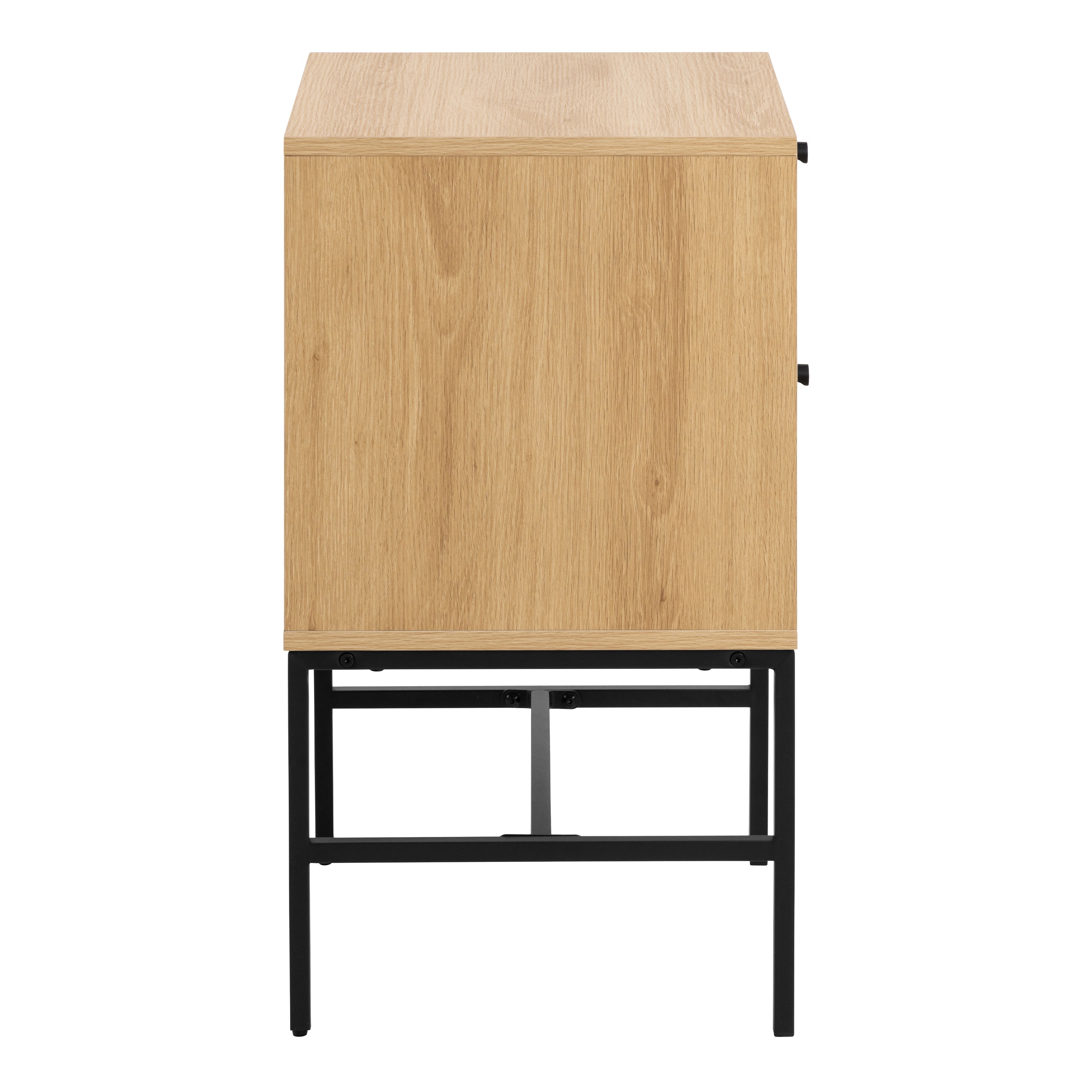 Albany 2 Drawer Bedside Table in Oak/Black Legs – FTG, view 3