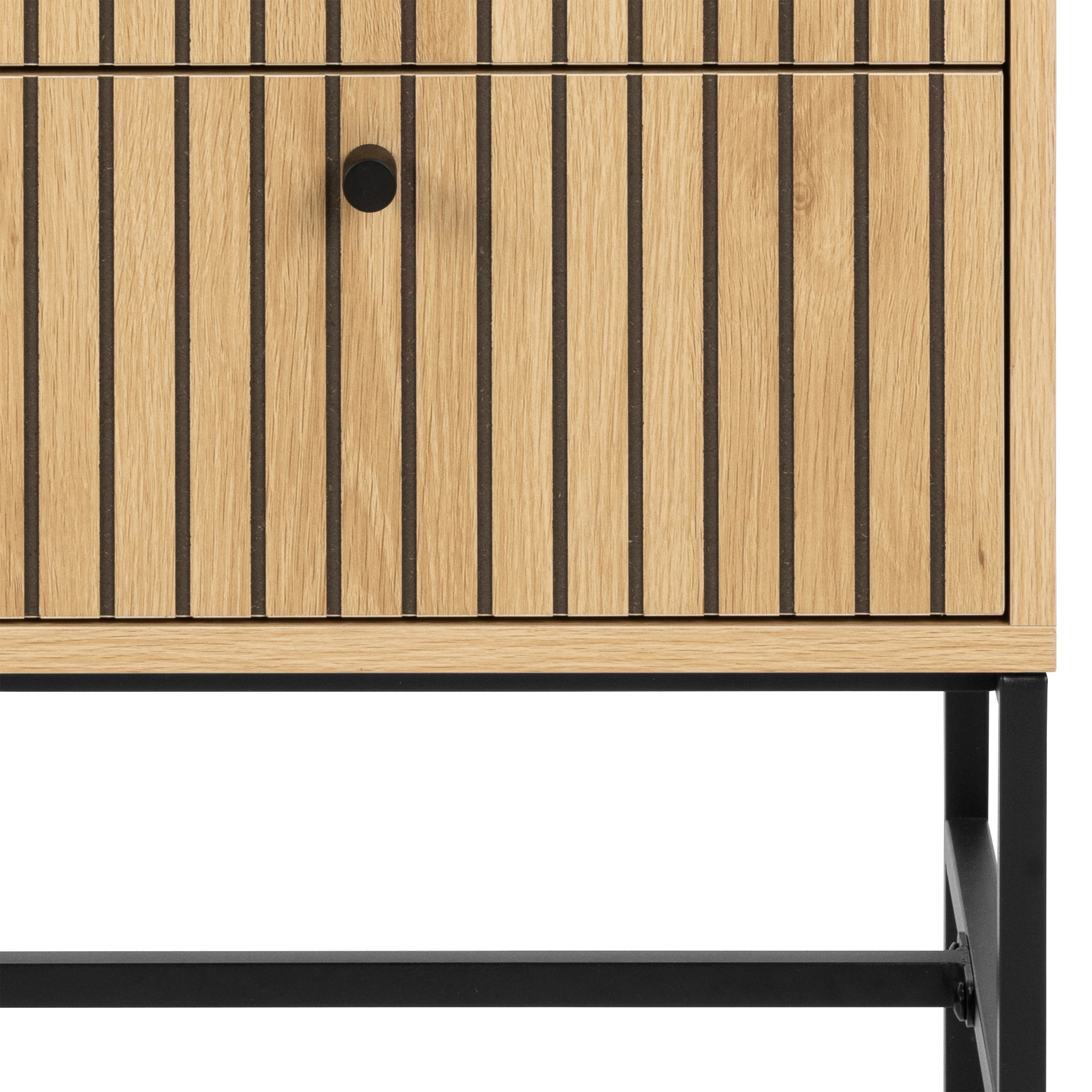 Albany 2 Drawer Bedside Table in Oak/Black Legs – FTG, view 7