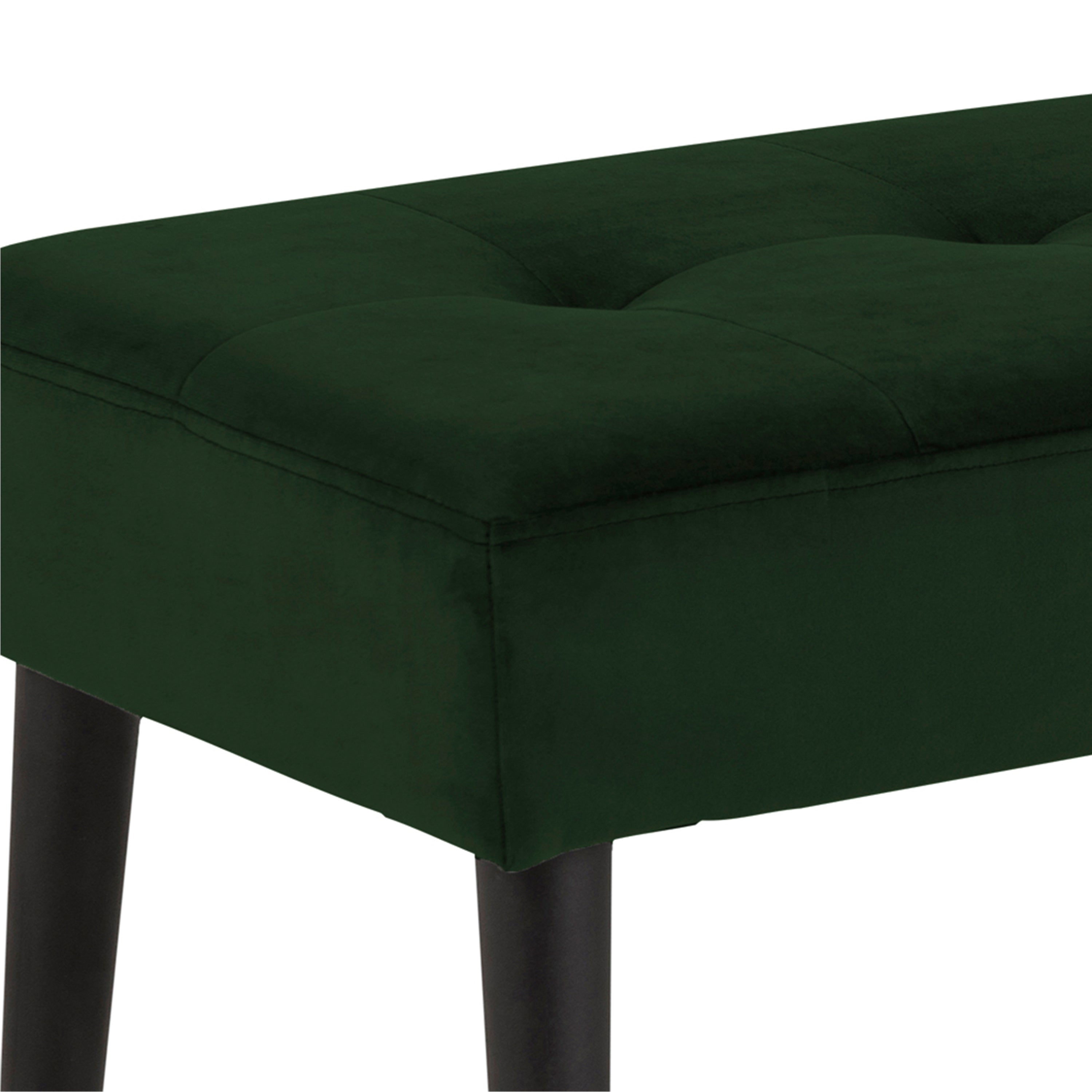 Glory Bench in Forest Green Fabric & Black Metal Base