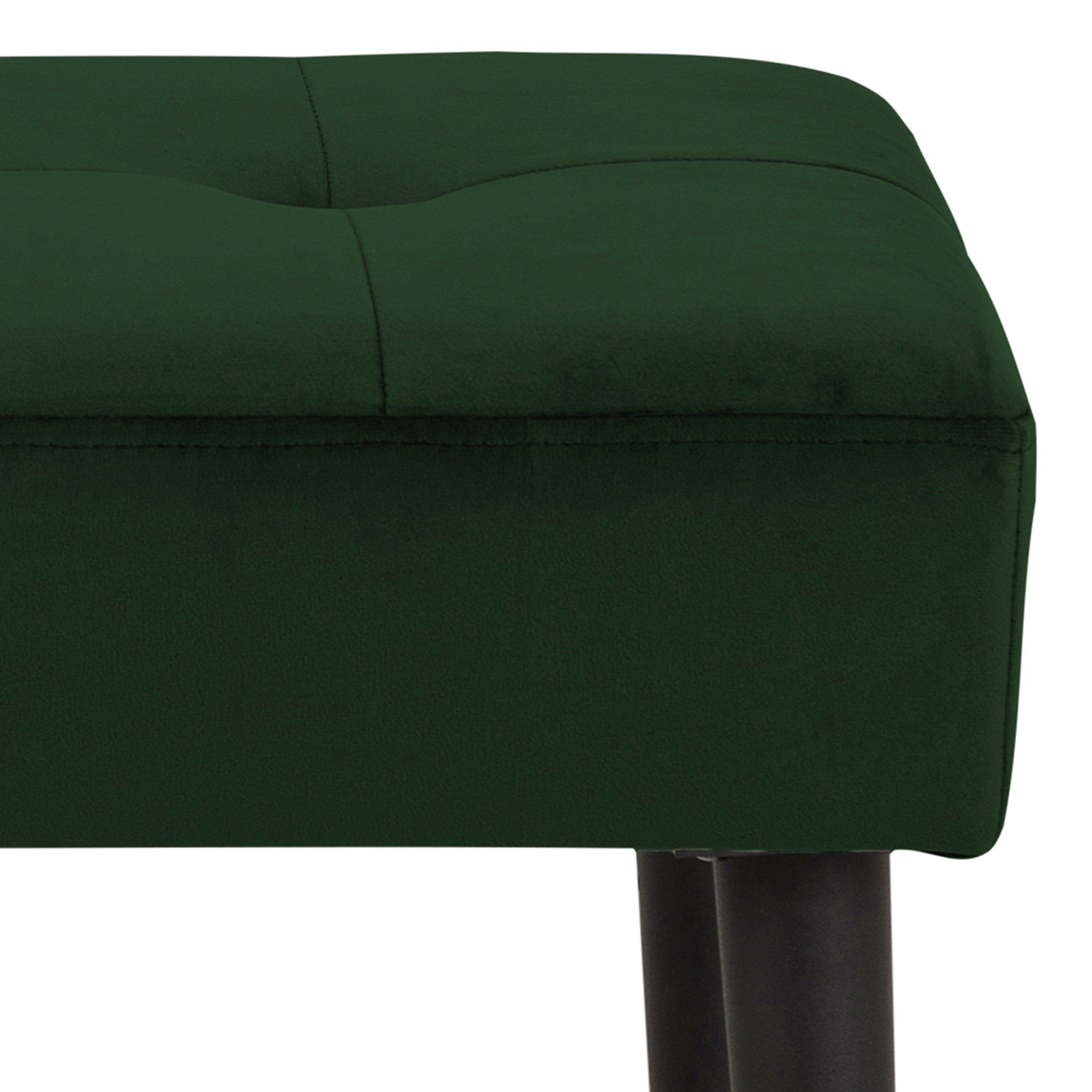 Glory Bench in Forest Green Fabric & Black Metal Base