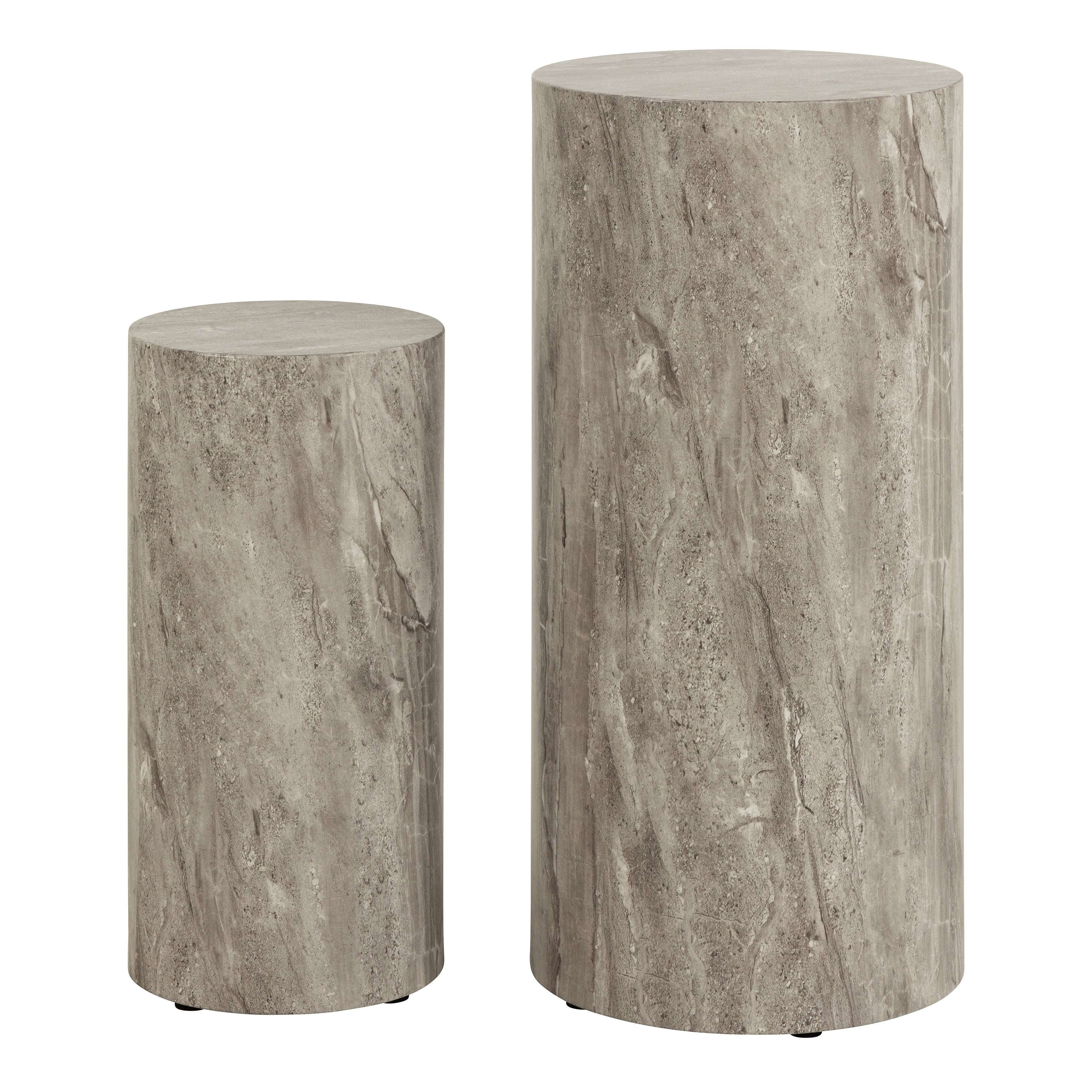 Dice Round Pedestal Set of 2 in Grey Marble and River Rough Paper – FTG, view 2