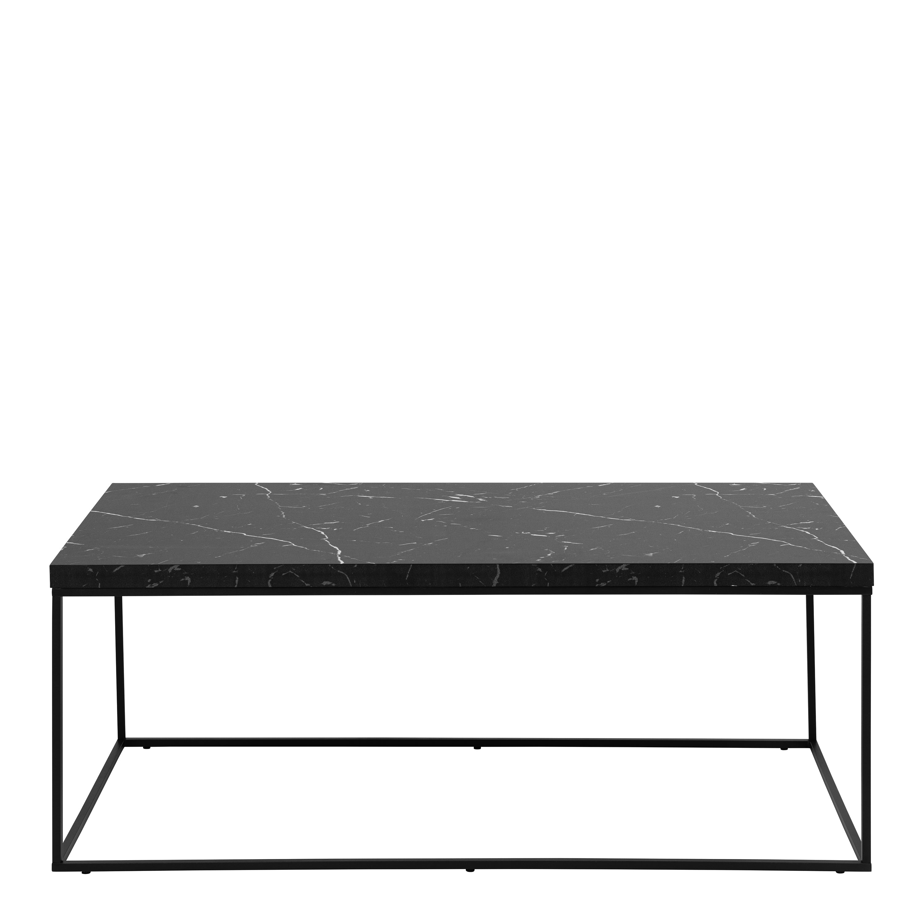 Barossa Coffee Table with Black Marble Marquina Top & Black Steel Base 110x55x45cm – FTG, view 2