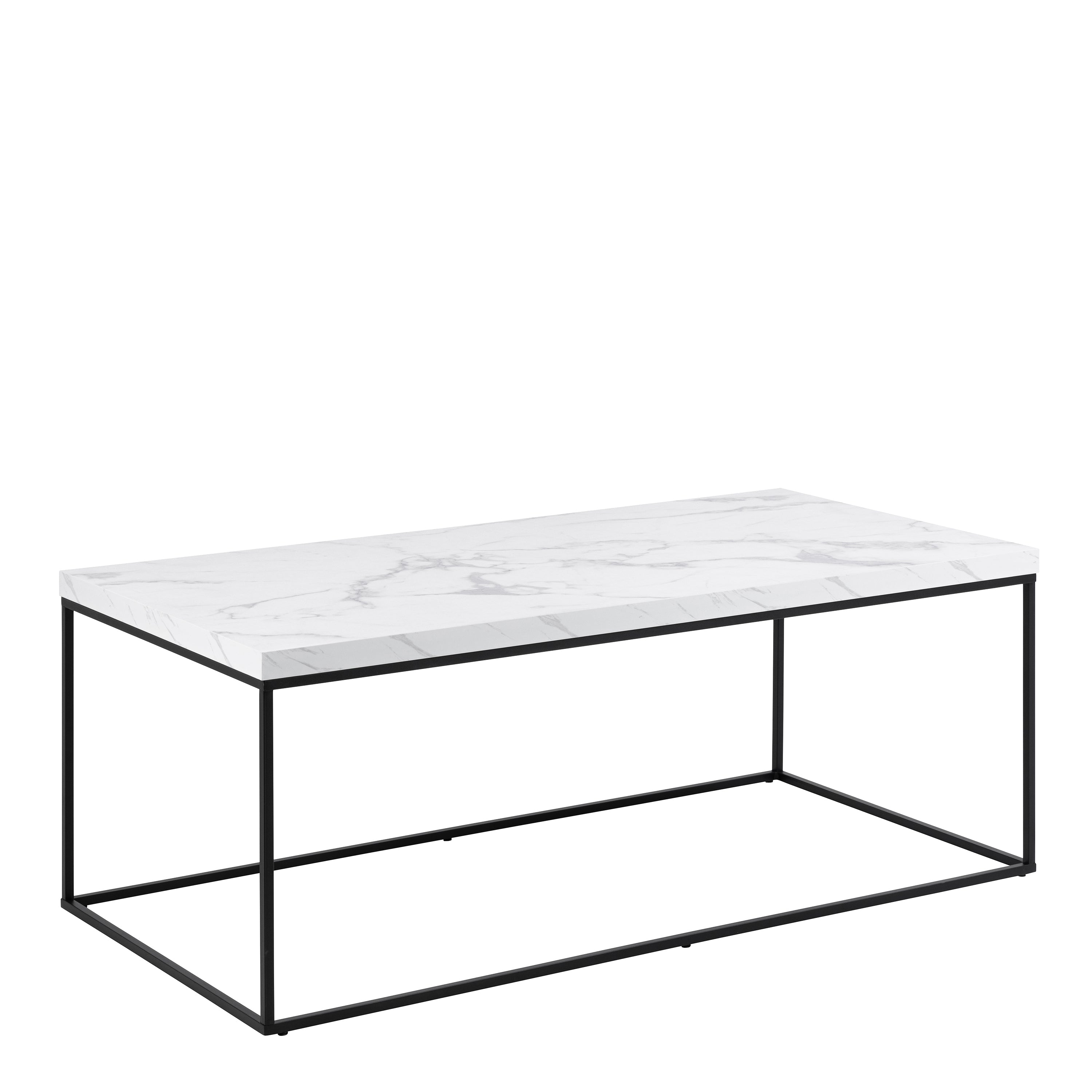 Barossa Coffee Table with White Marble Carrara Top & Black Steel Base 110x55x45cm – FTG