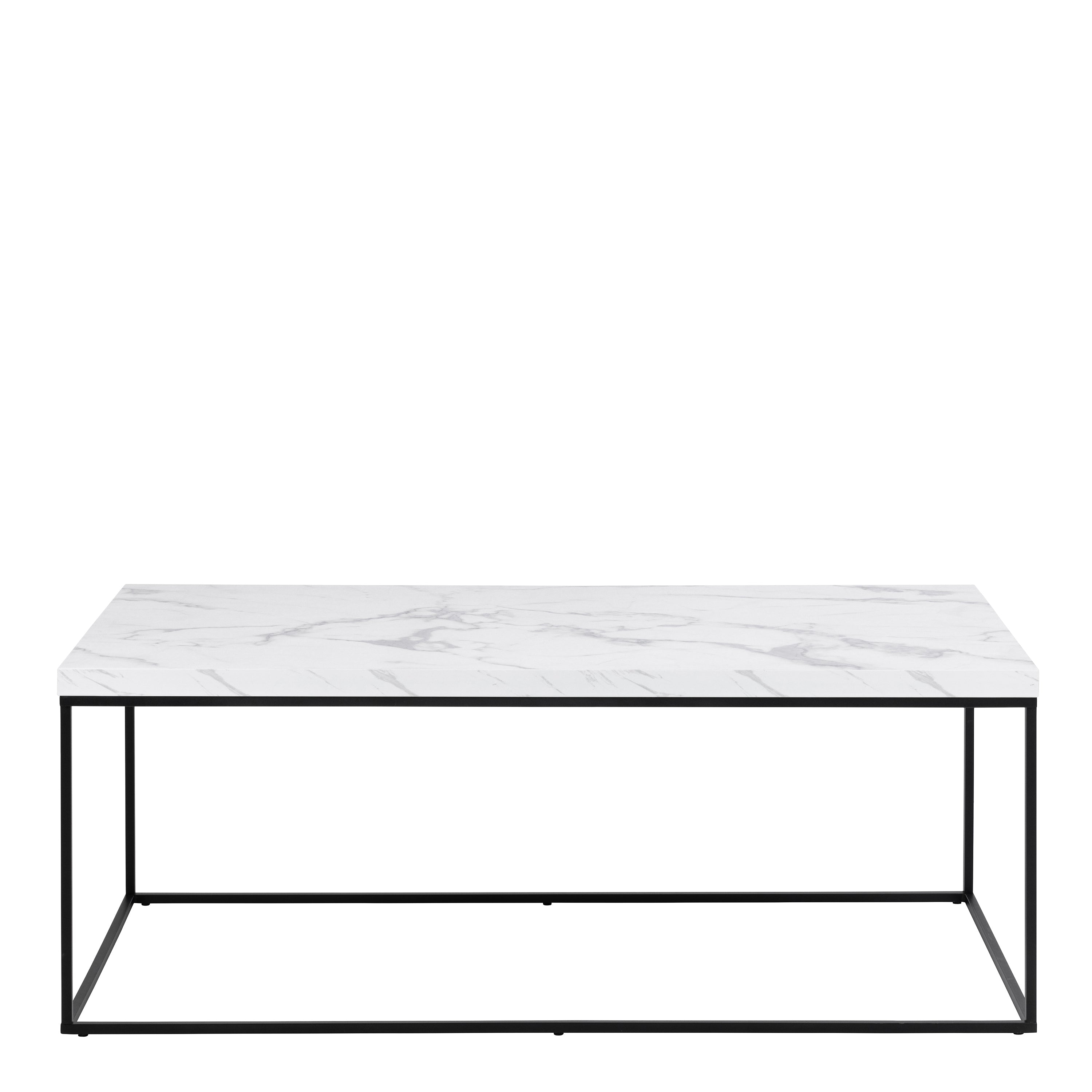 Barossa Coffee Table with White Marble Carrara Top & Black Steel Base 110x55x45cm – FTG, view 2