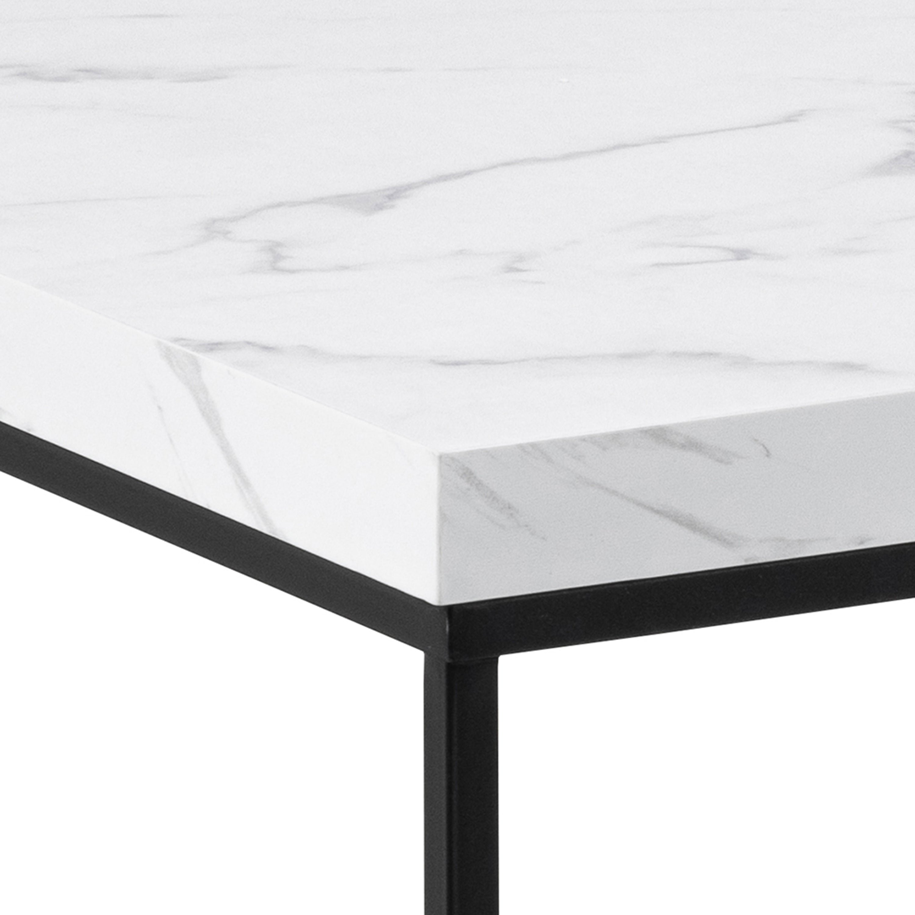 Barossa Coffee Table with White Marble Carrara Top & Black Steel Base 110x55x45cm – FTG, view 5