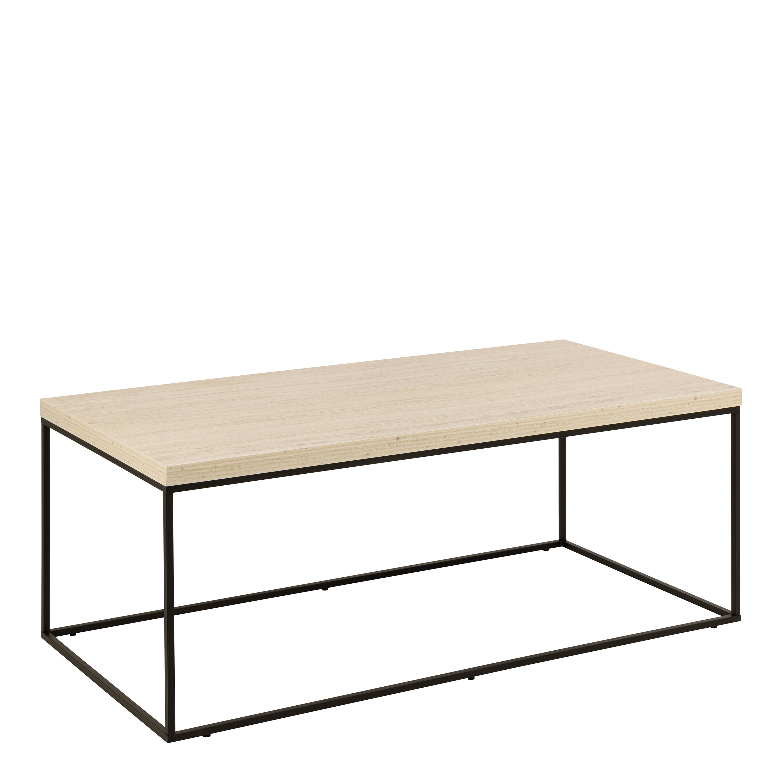 Barossa Coffee Table with Travertine Rough Paper Top & Black Powder Steel Base 110x55x45cm – FTG