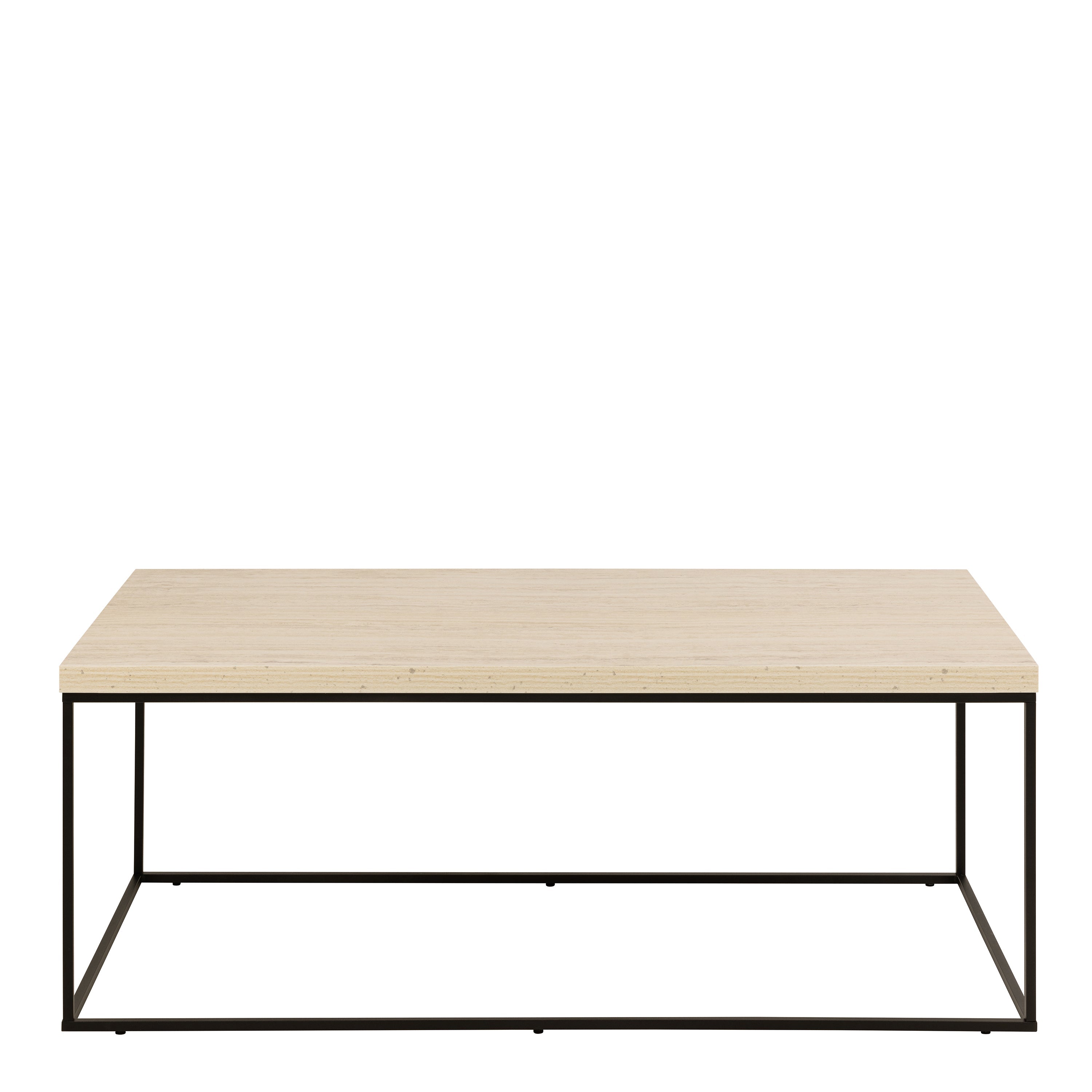 Barossa Coffee Table with Travertine Rough Paper Top & Black Powder Steel Base 110x55x45cm – FTG, view 2