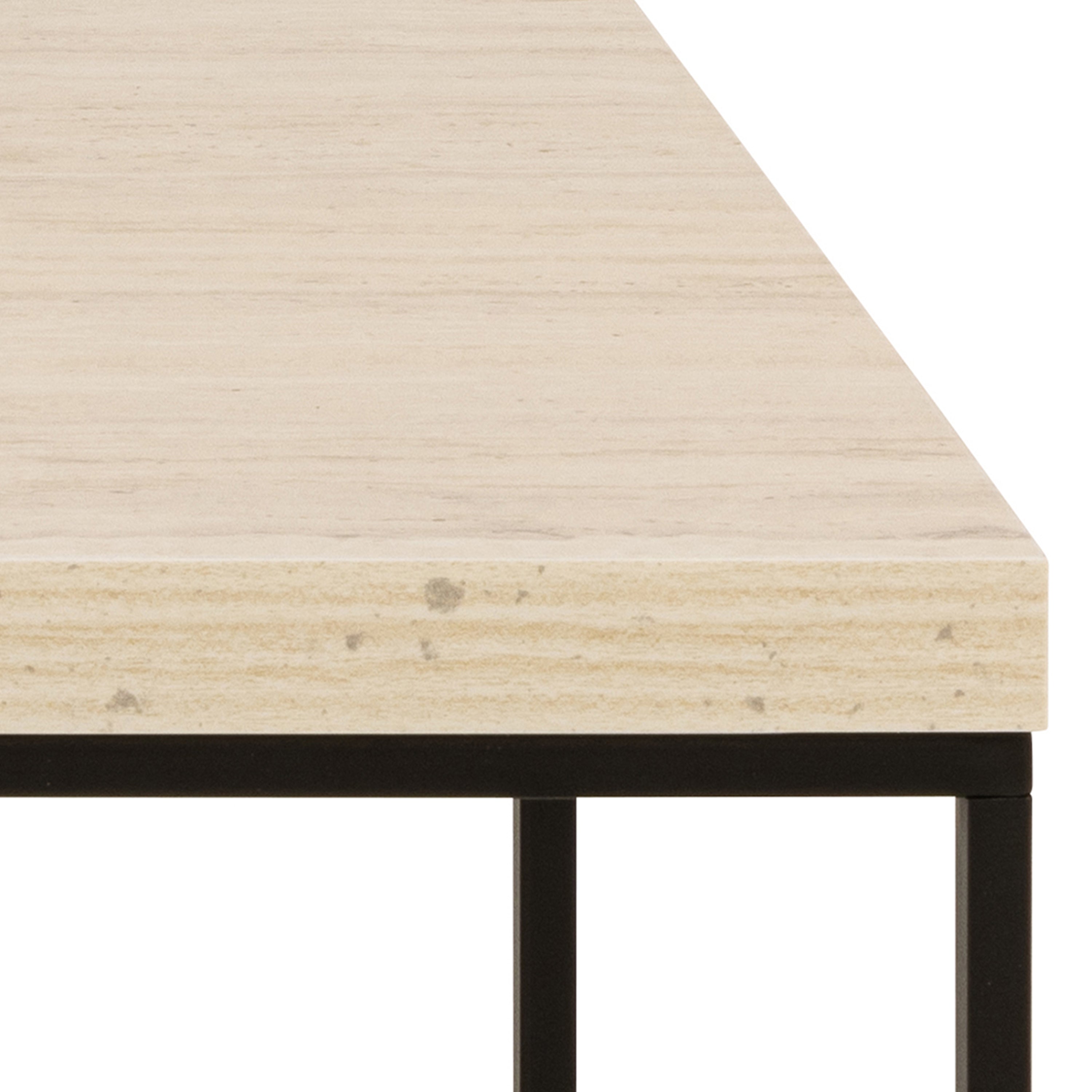 Barossa Coffee Table with Travertine Rough Paper Top & Black Powder Steel Base 110x55x45cm – FTG, view 6