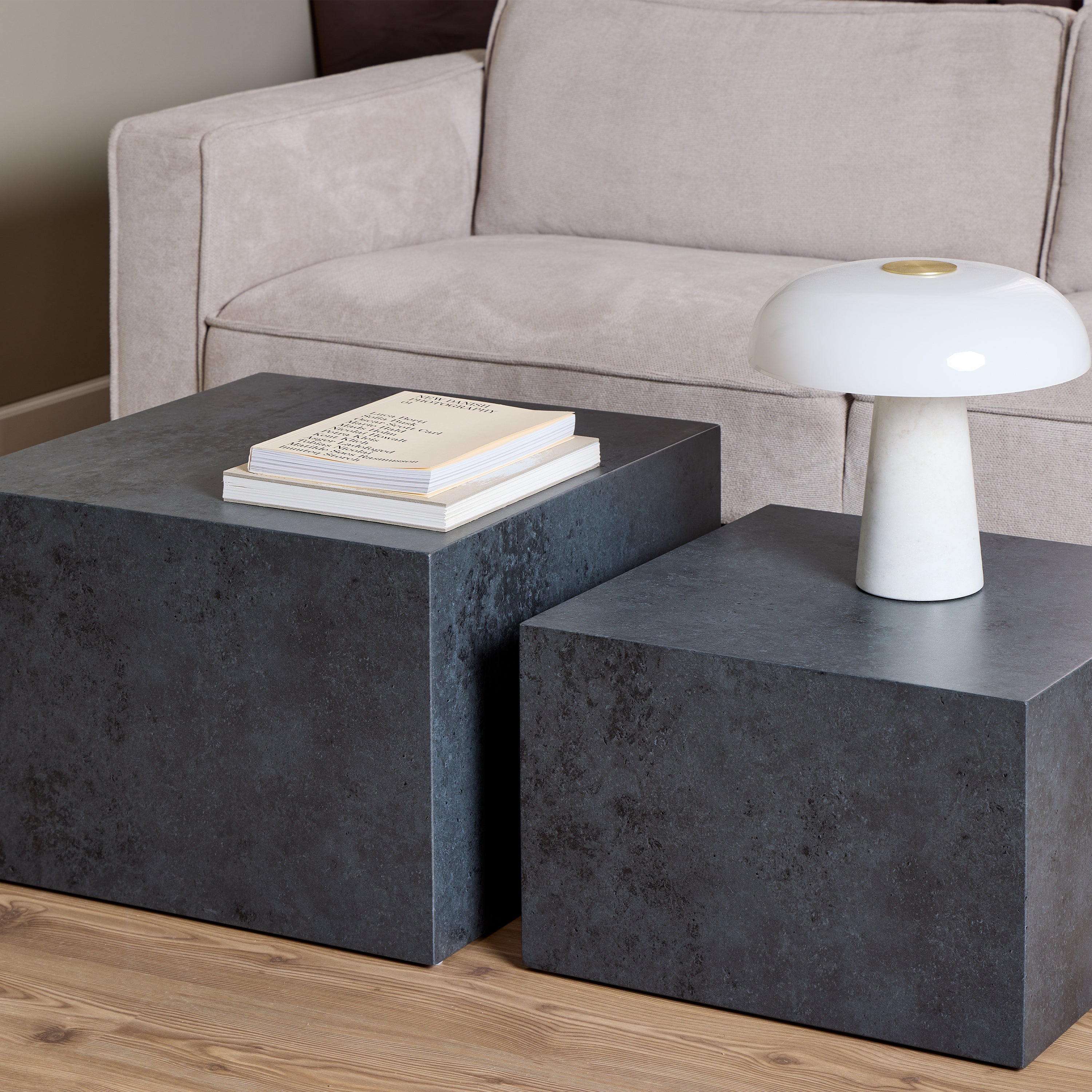 Dice Square Coffee Table Set in Black Ocean Rough Paper – FTG, view 4
