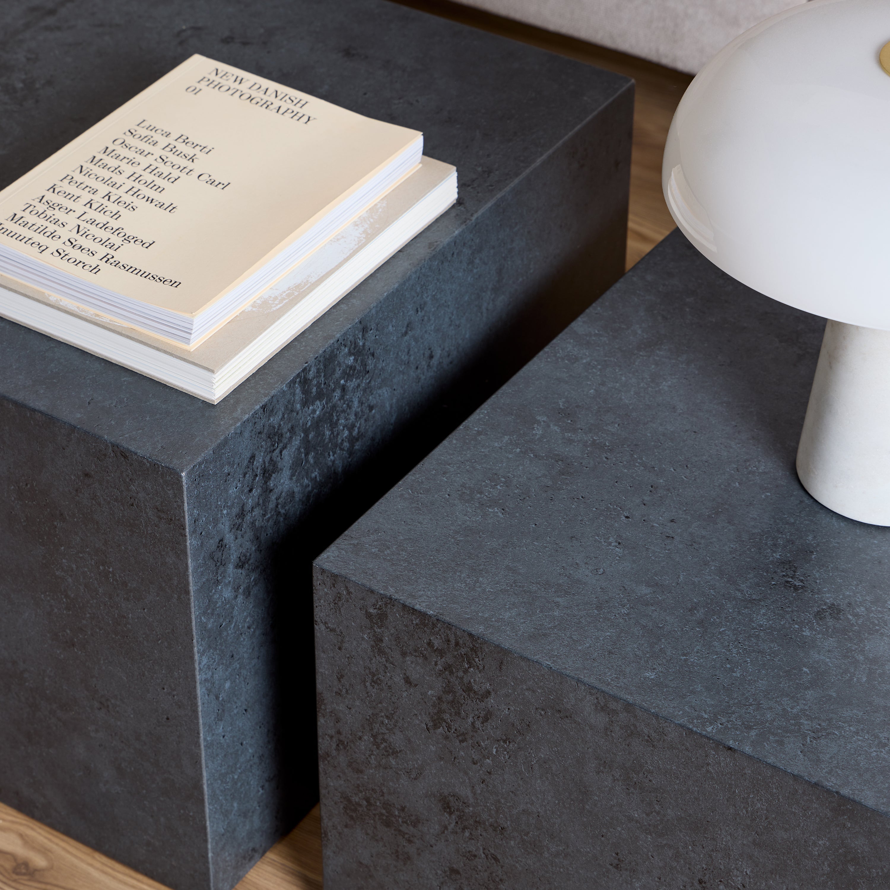 Dice Square Coffee Table Set in Black Ocean Rough Paper – FTG, view 5