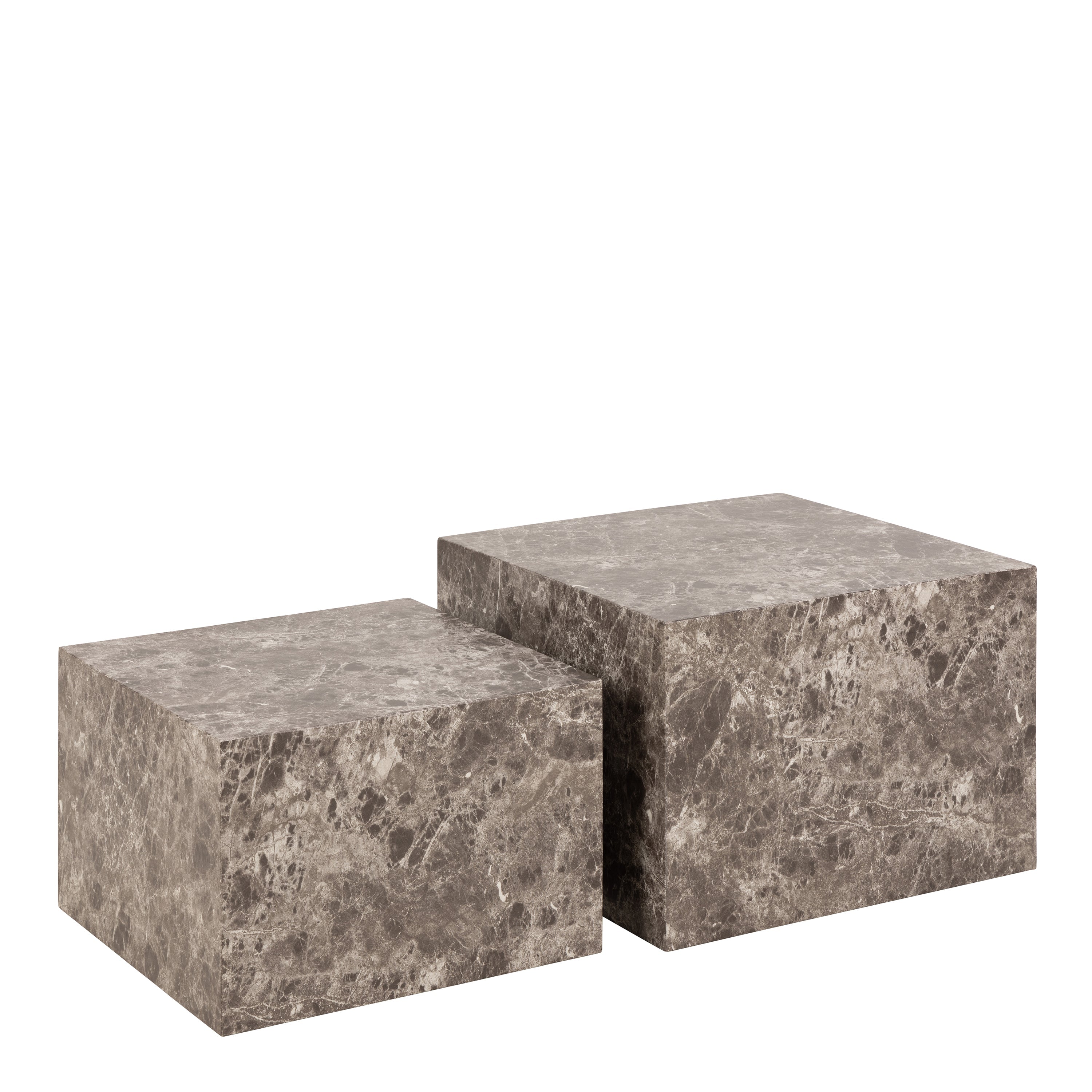 Dice Square Coffee Table Set in Light Brown Emperador Rough Paper – FTG