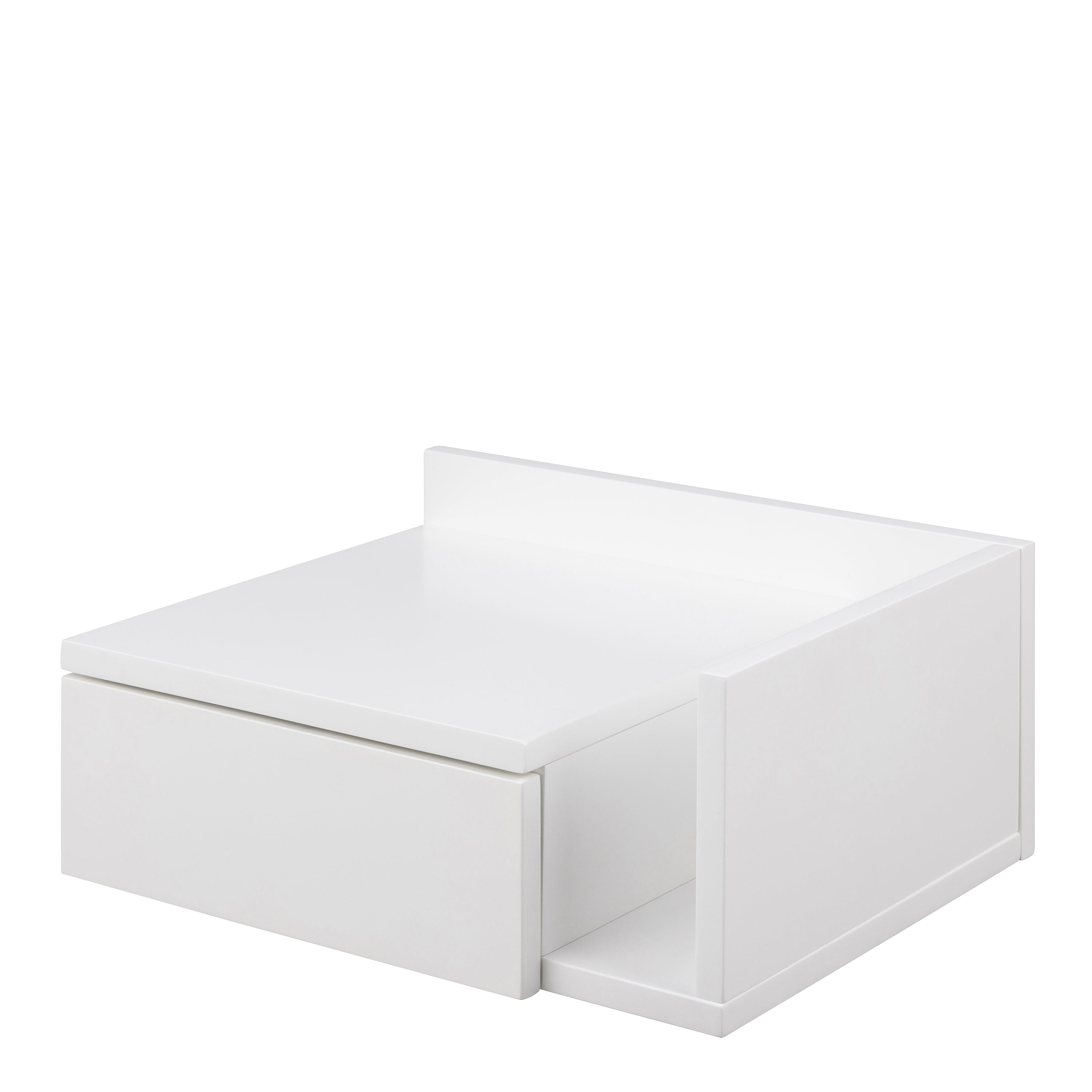 Ashlan 1 Drawer Wall Mounted Square Bedside Table in White – FTG, view 4