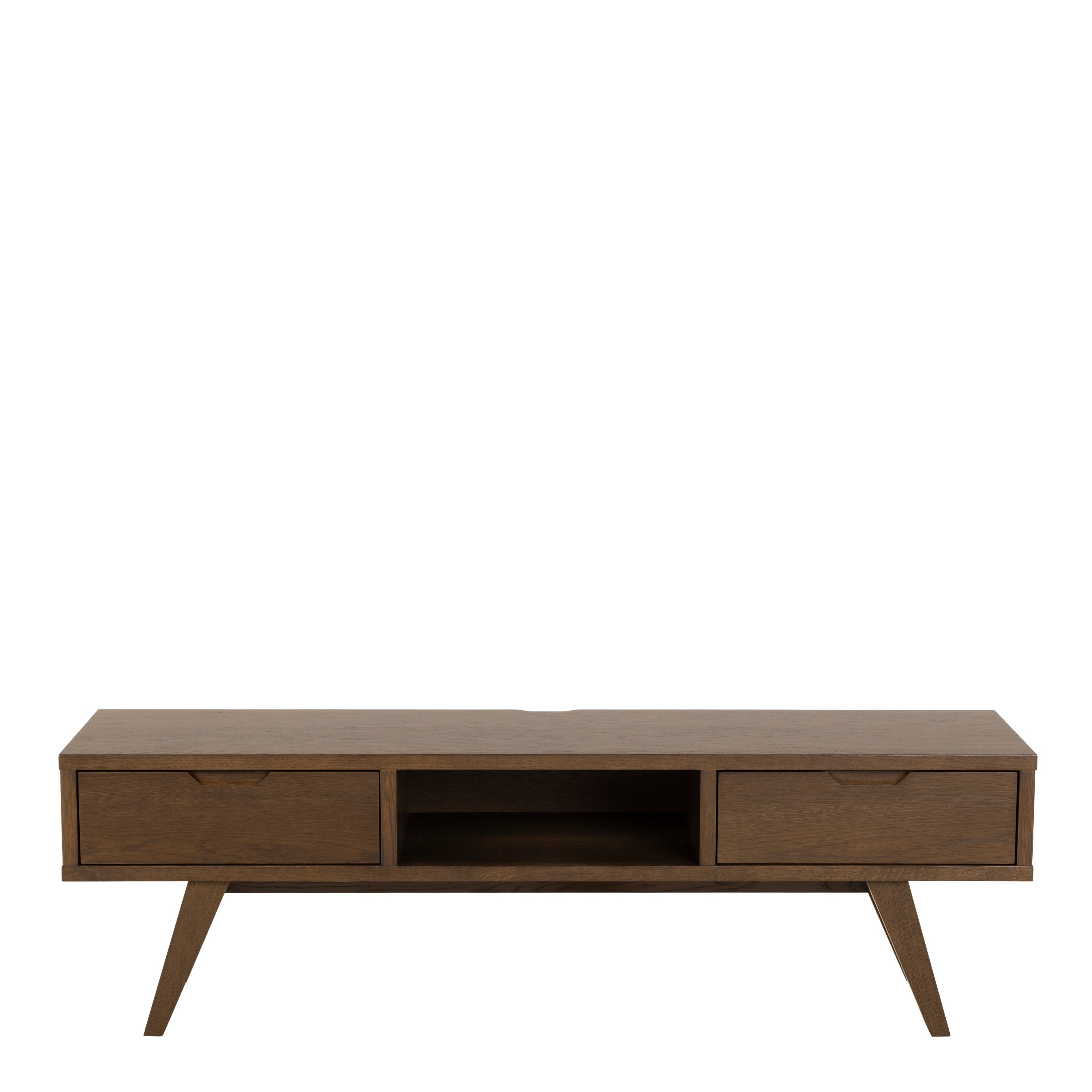 A-Line TV Unit with 2 Drawers in Smoked Oak – FTG, view 2