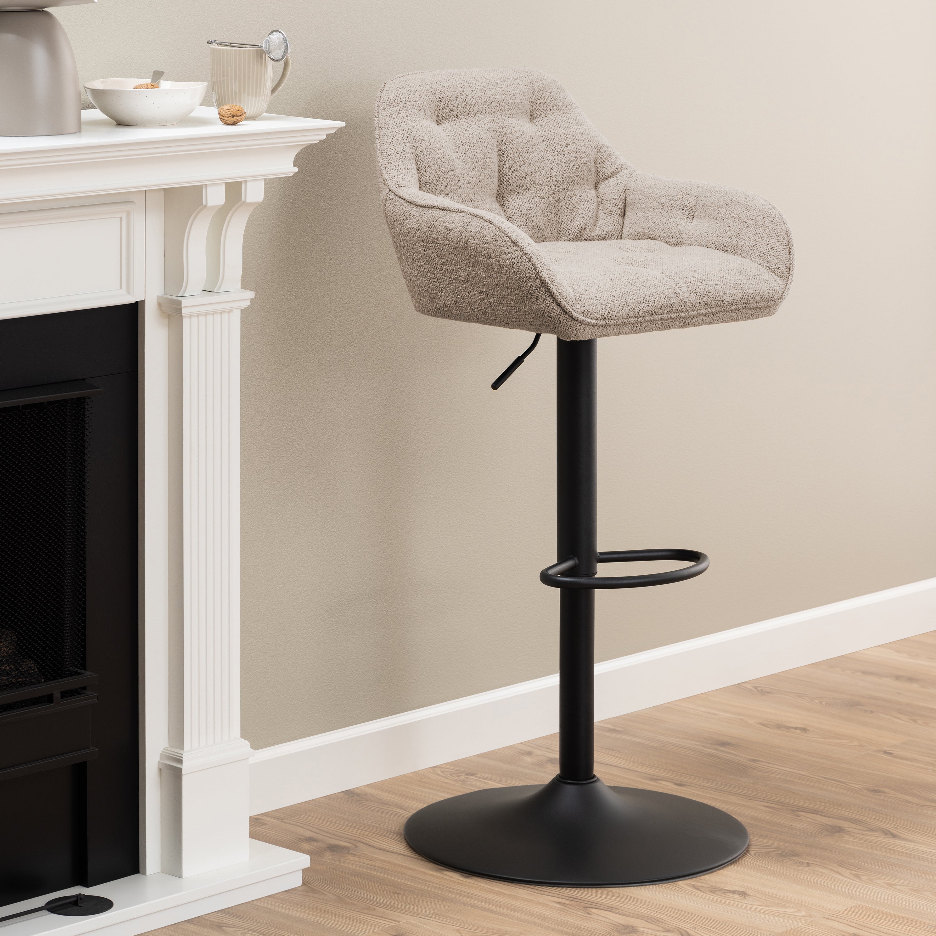 Brooke Swivel Bar Stool with Height Adjustable Function in Monza Beige Set of 2 – FTG, view 4