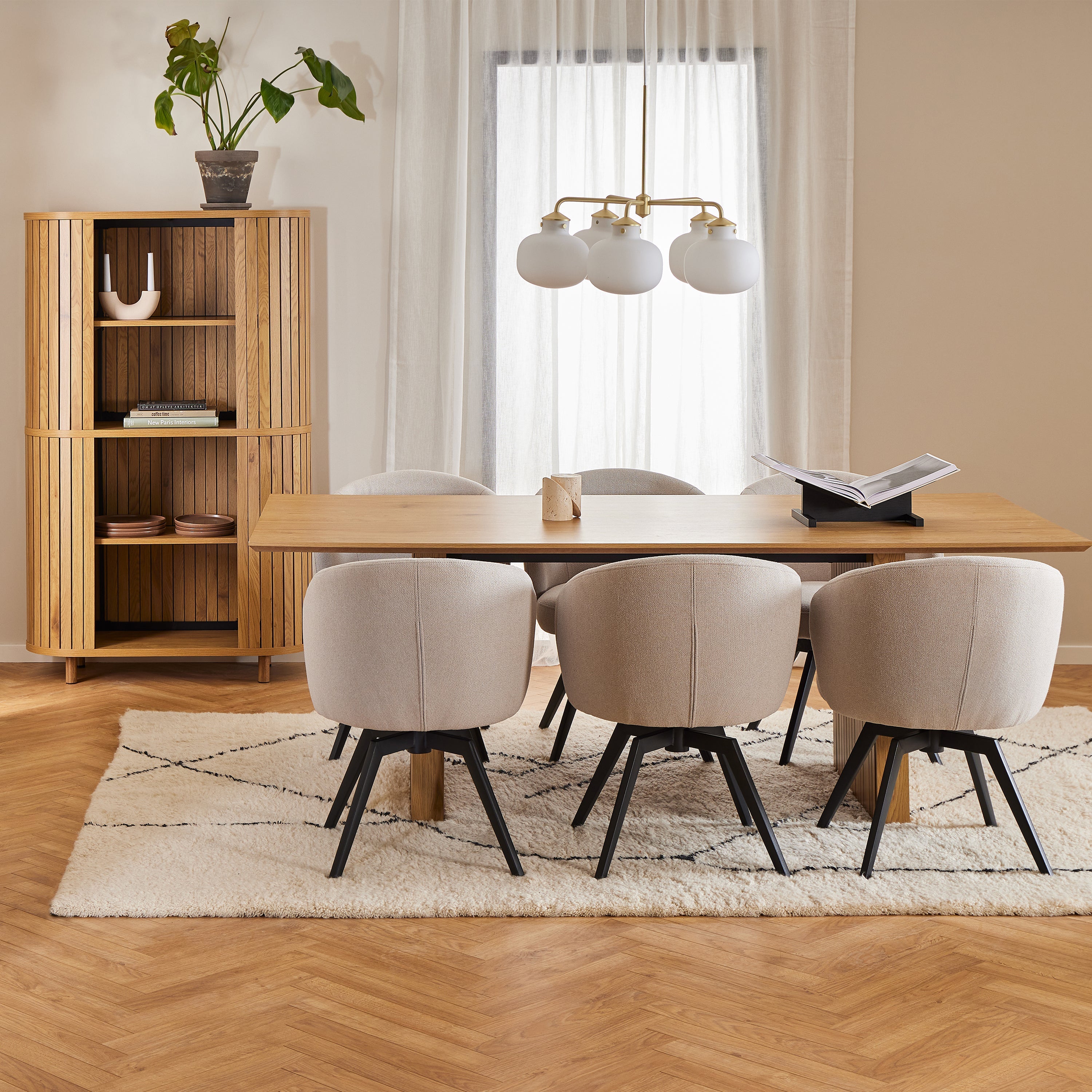 Darlene Dining Chair with Armrest and Swivel Function in Beige – FTG, view 5