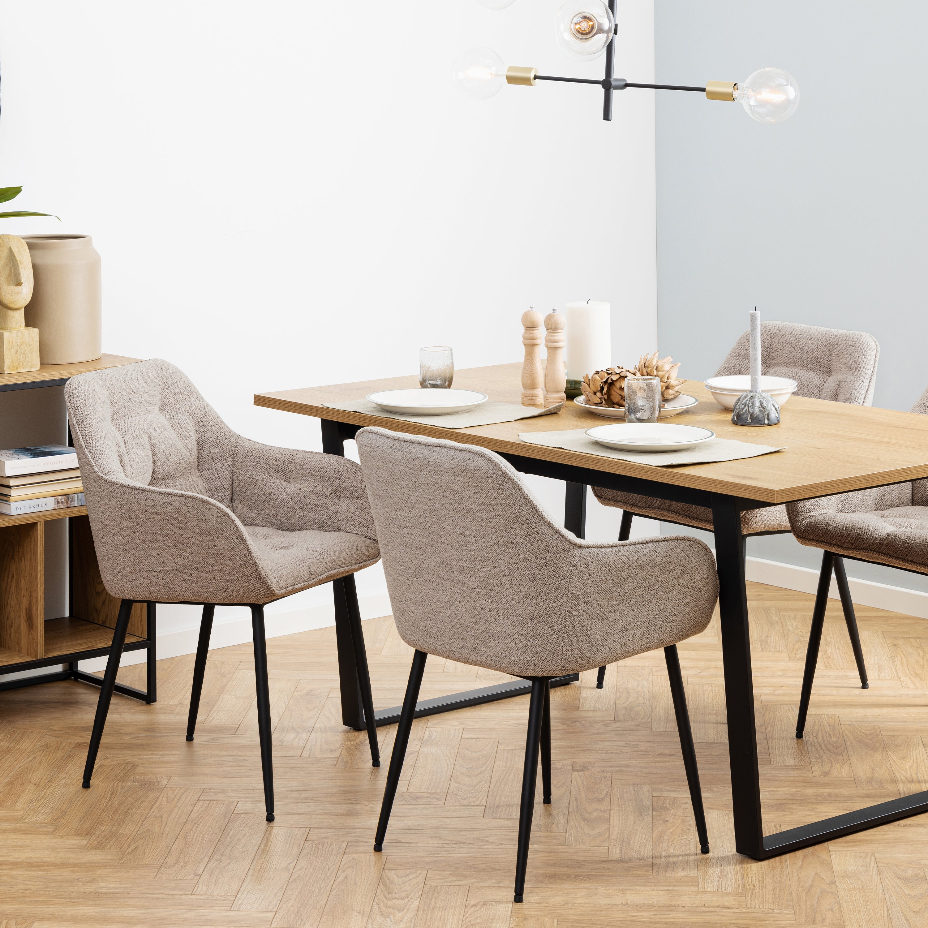 Brooke Dining Chair with Armrest in Monza Beige Set of 2 – FTG, view 4