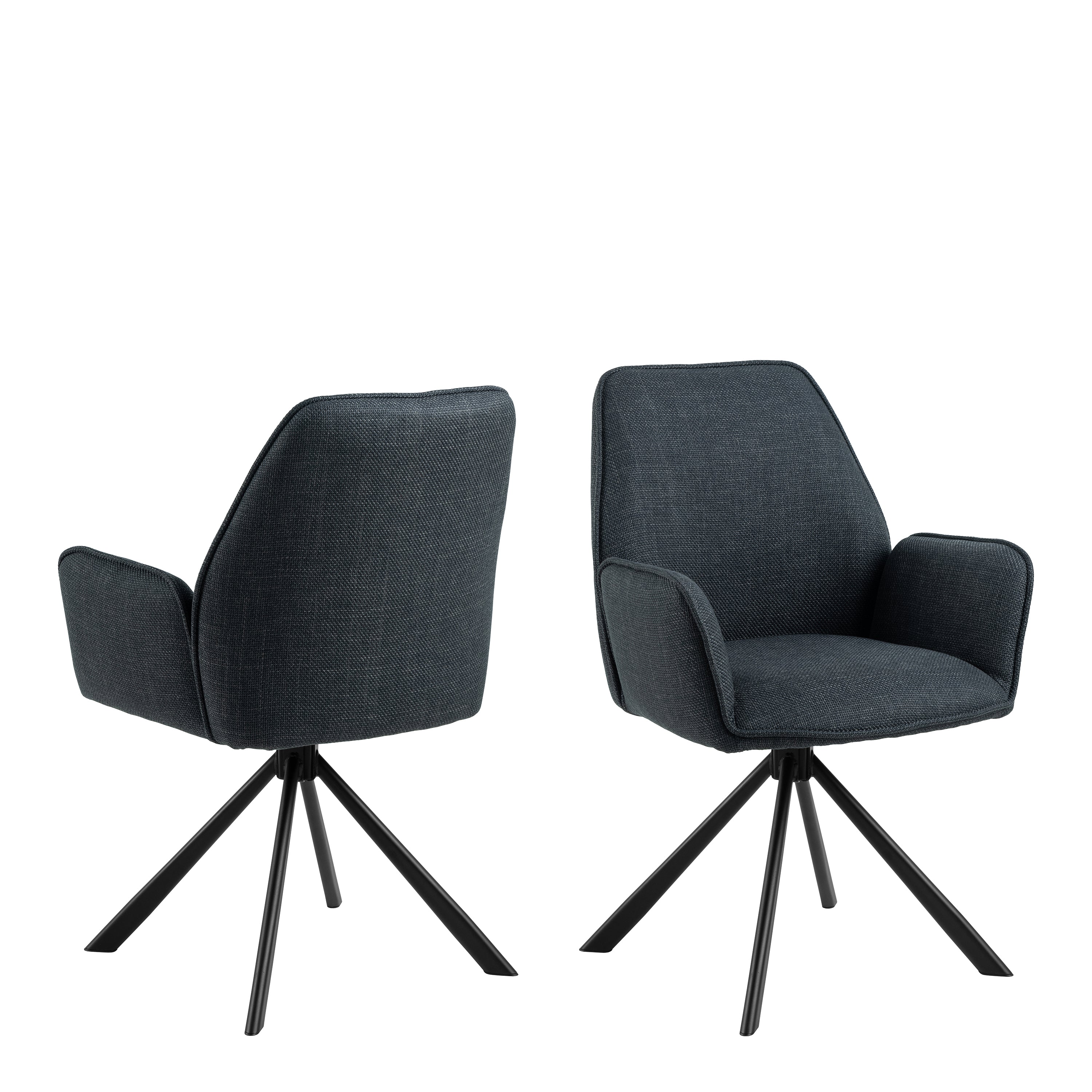Glenda Dining Chair with Armrest and Swivel Function in Grey – FTG