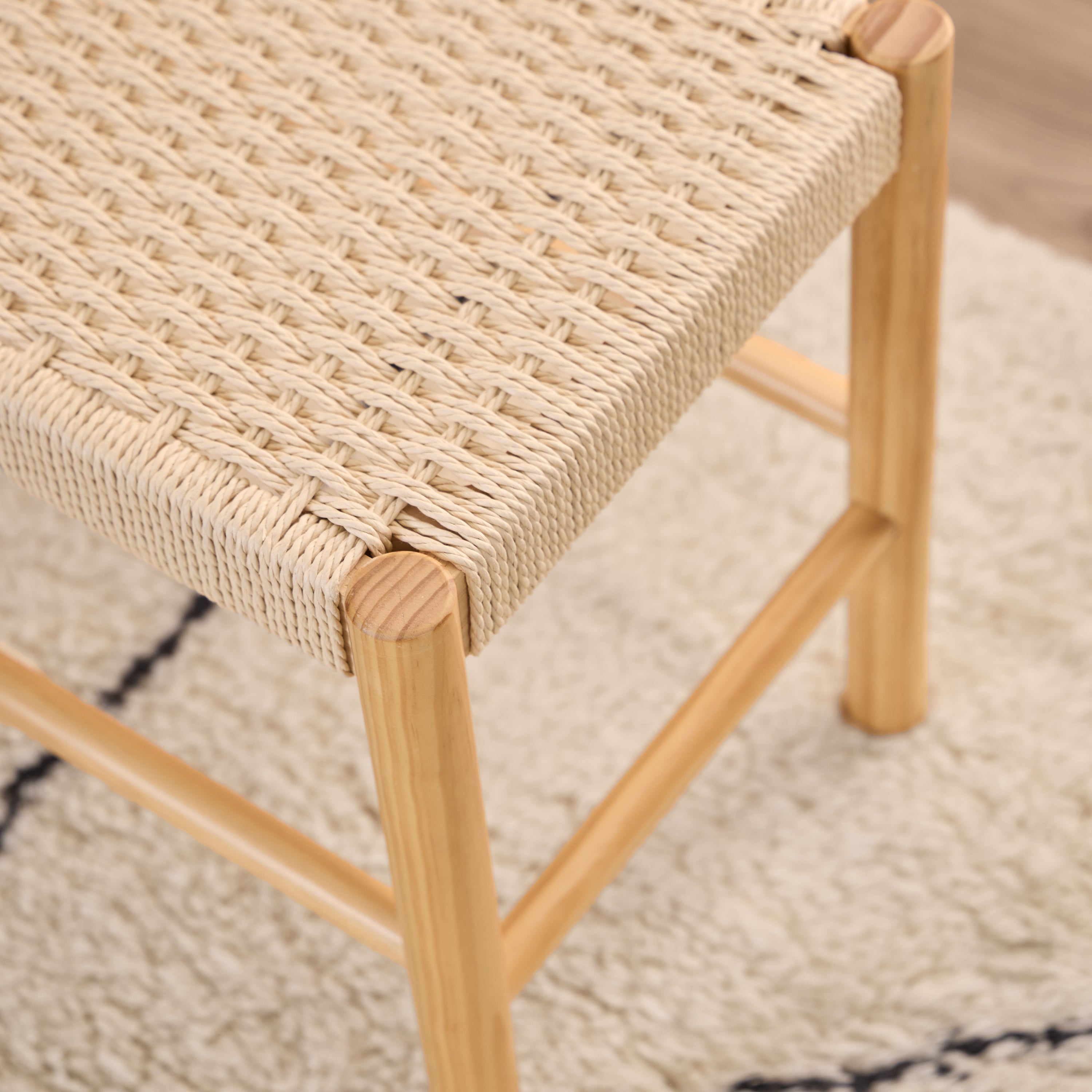 Alvin Weaved Bench in Off White – FTG, view 4