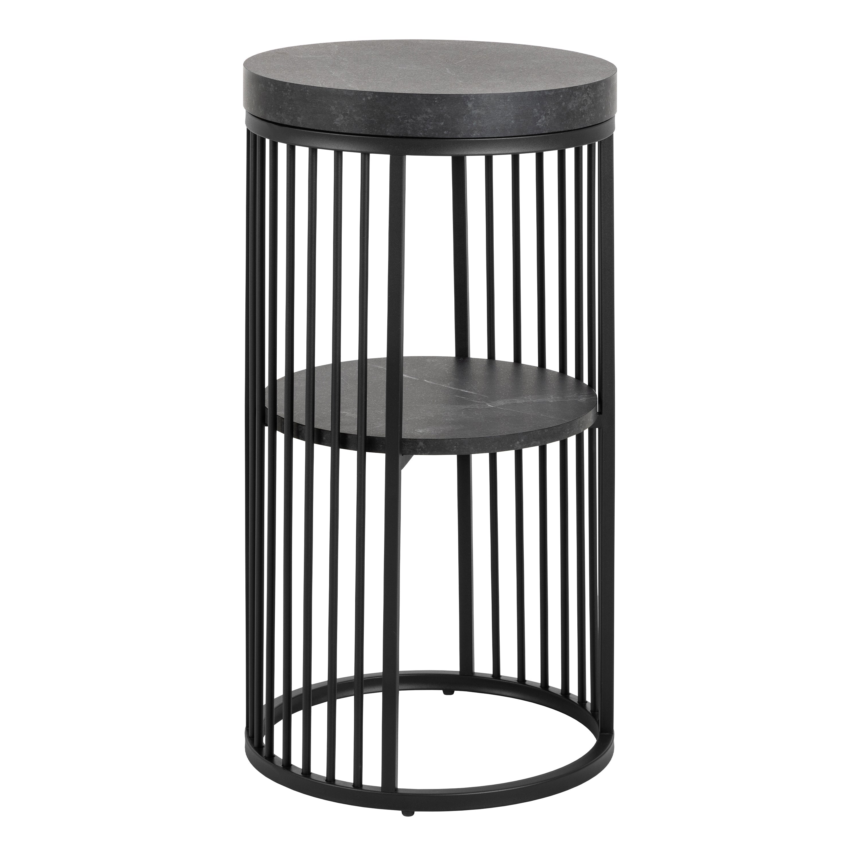 Strington Round Bedside Table 1 Shelf in Matt Black – FTG