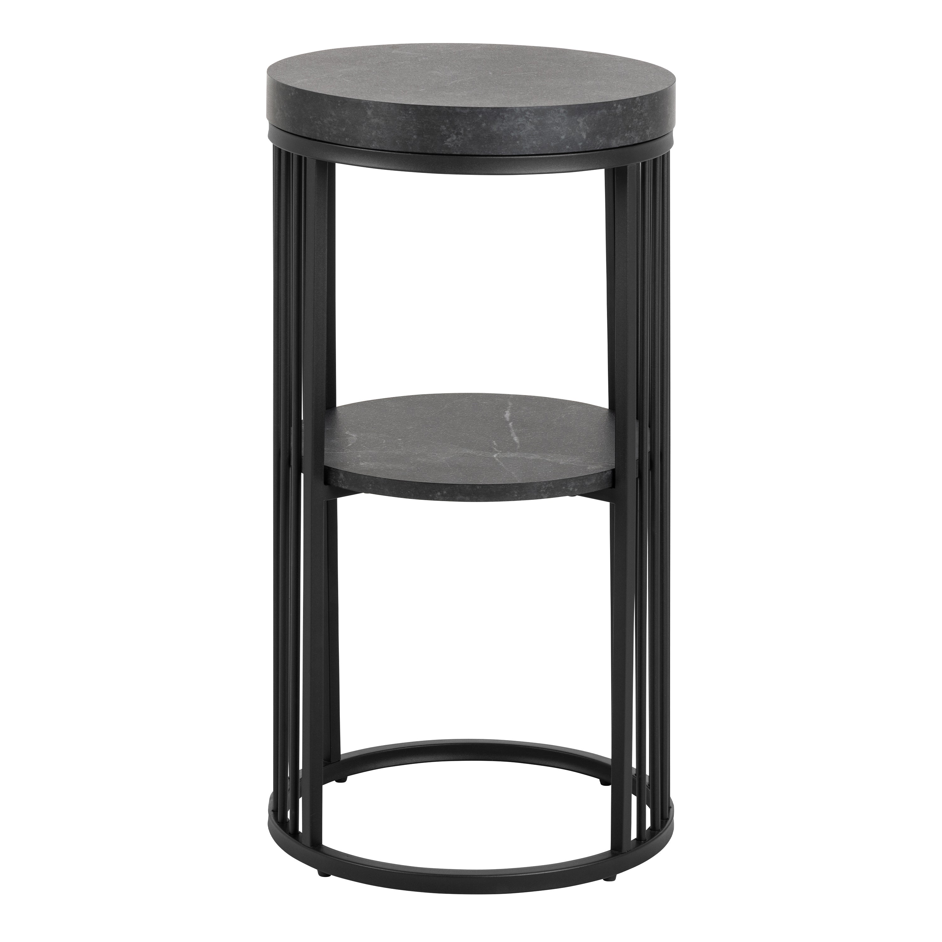 Strington Round Bedside Table 1 Shelf in Matt Black – FTG, view 2