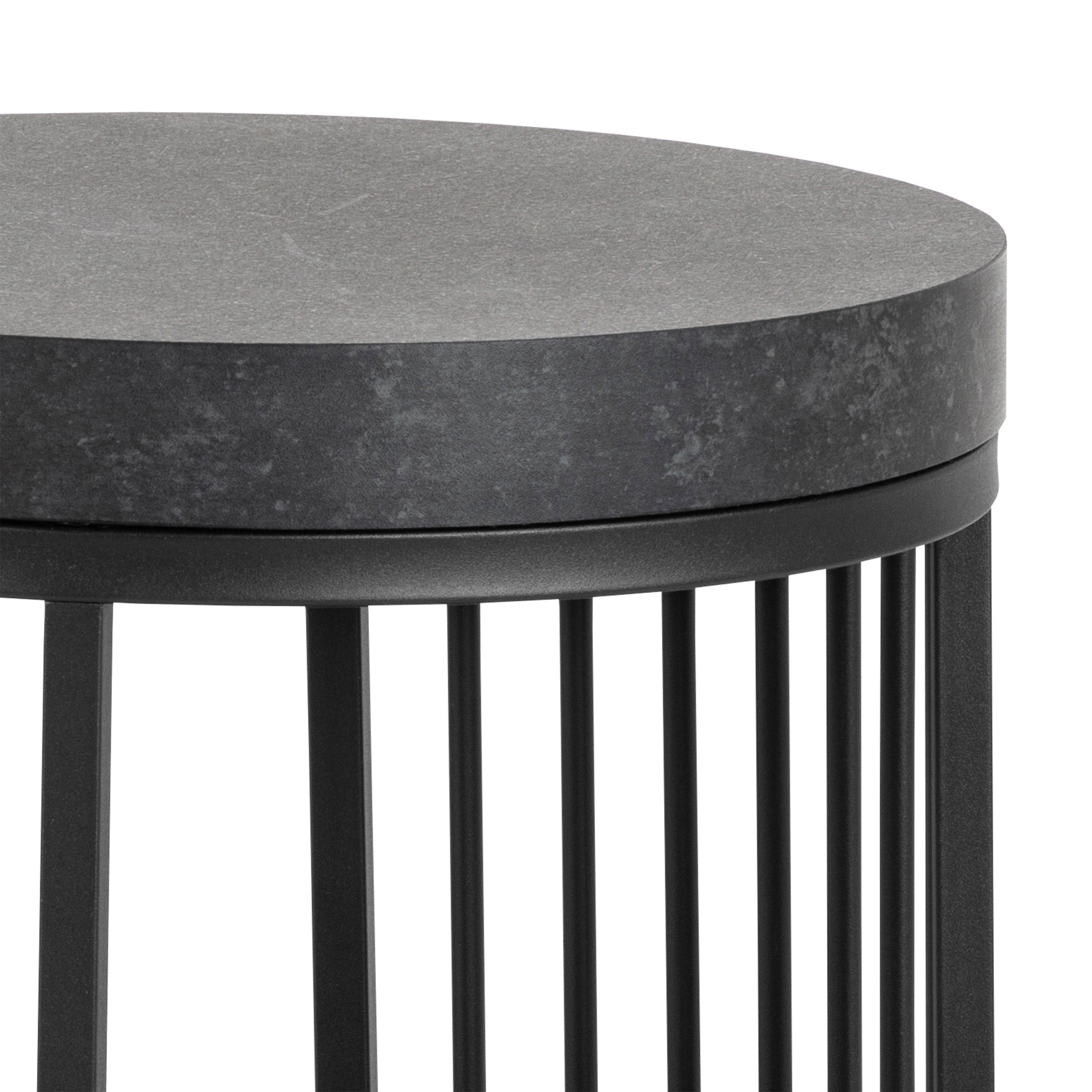 Strington Round Bedside Table 1 Shelf in Matt Black – FTG, view 5