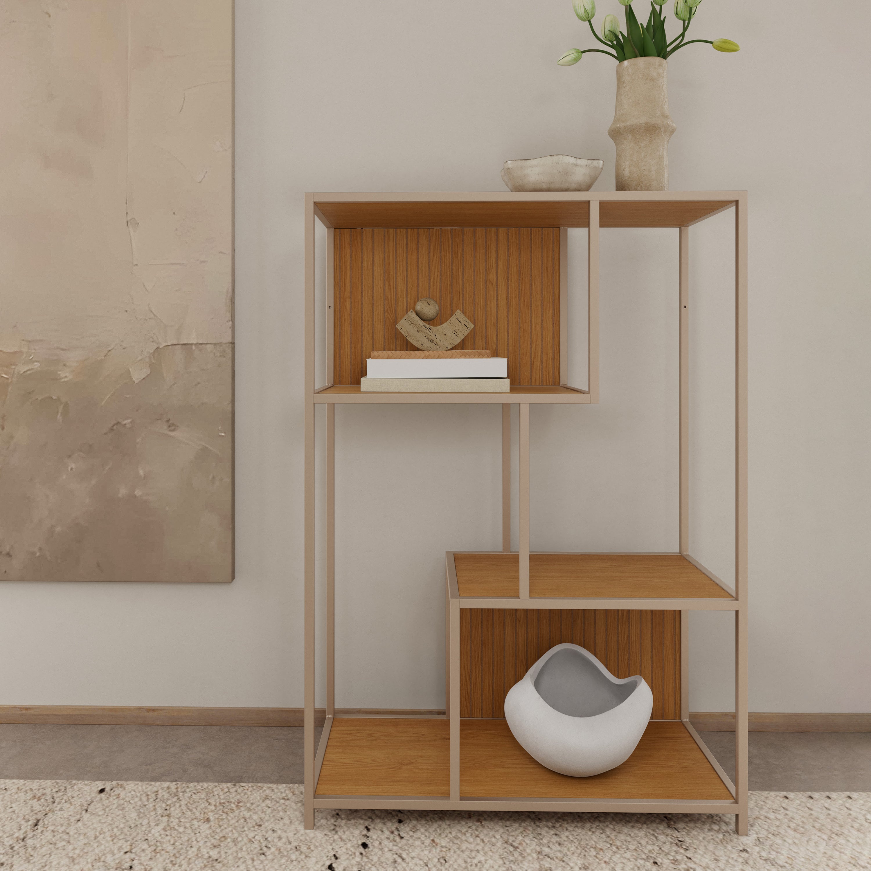 Seaford Bookcase in Oak & Grey