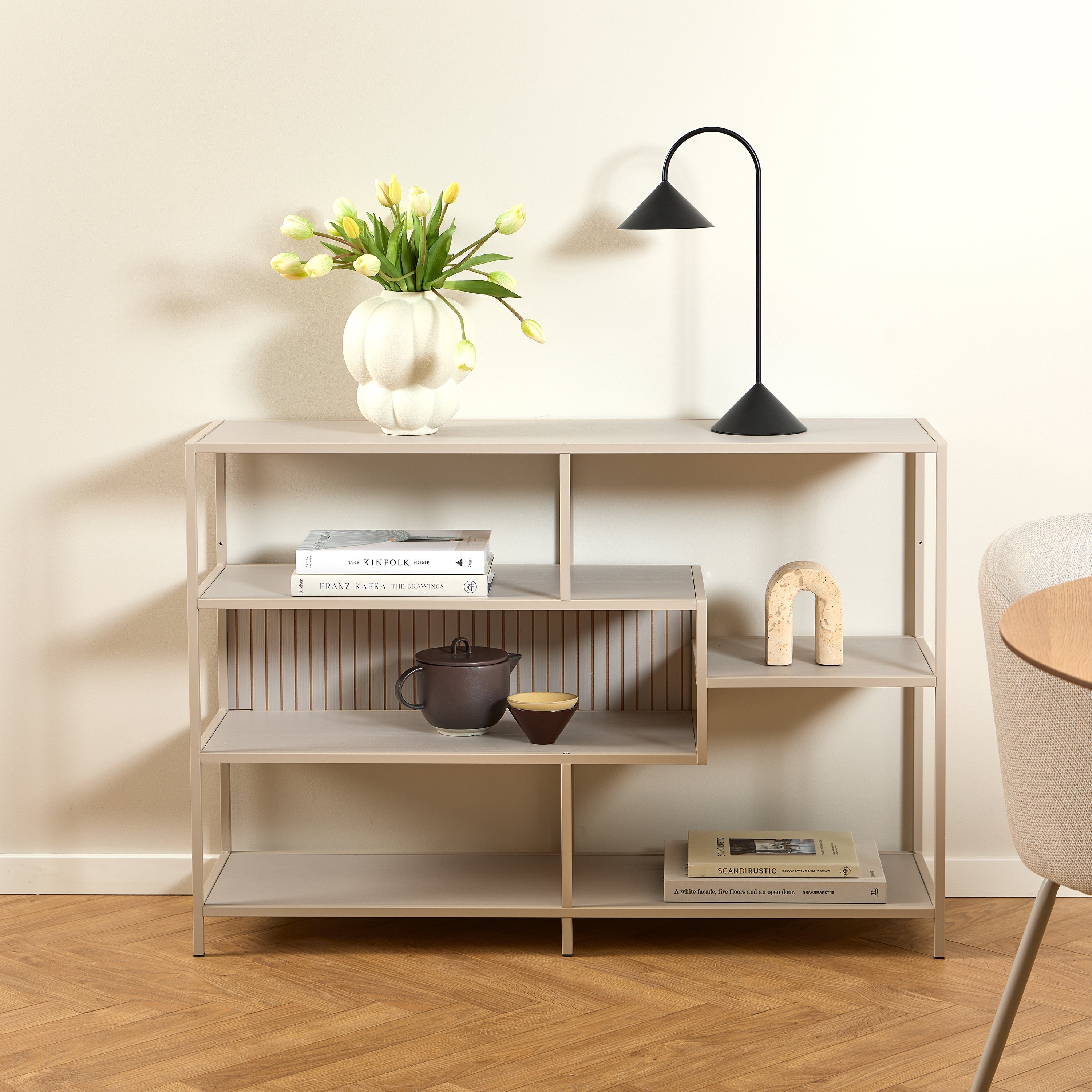 Seaford Wide Grey Steel Bookcase With 4 Grey Melamine Shelves – FTG, view 4