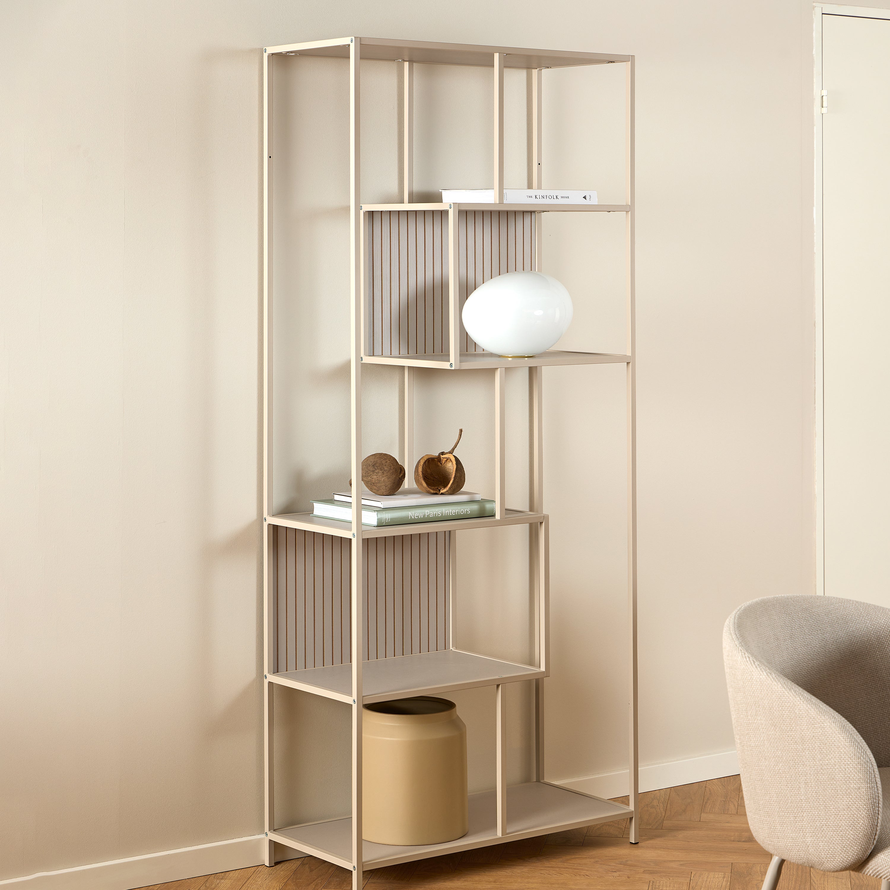 Seaford Tall Grey Metal Bookcase with 5 Shelves – FTG, view 7