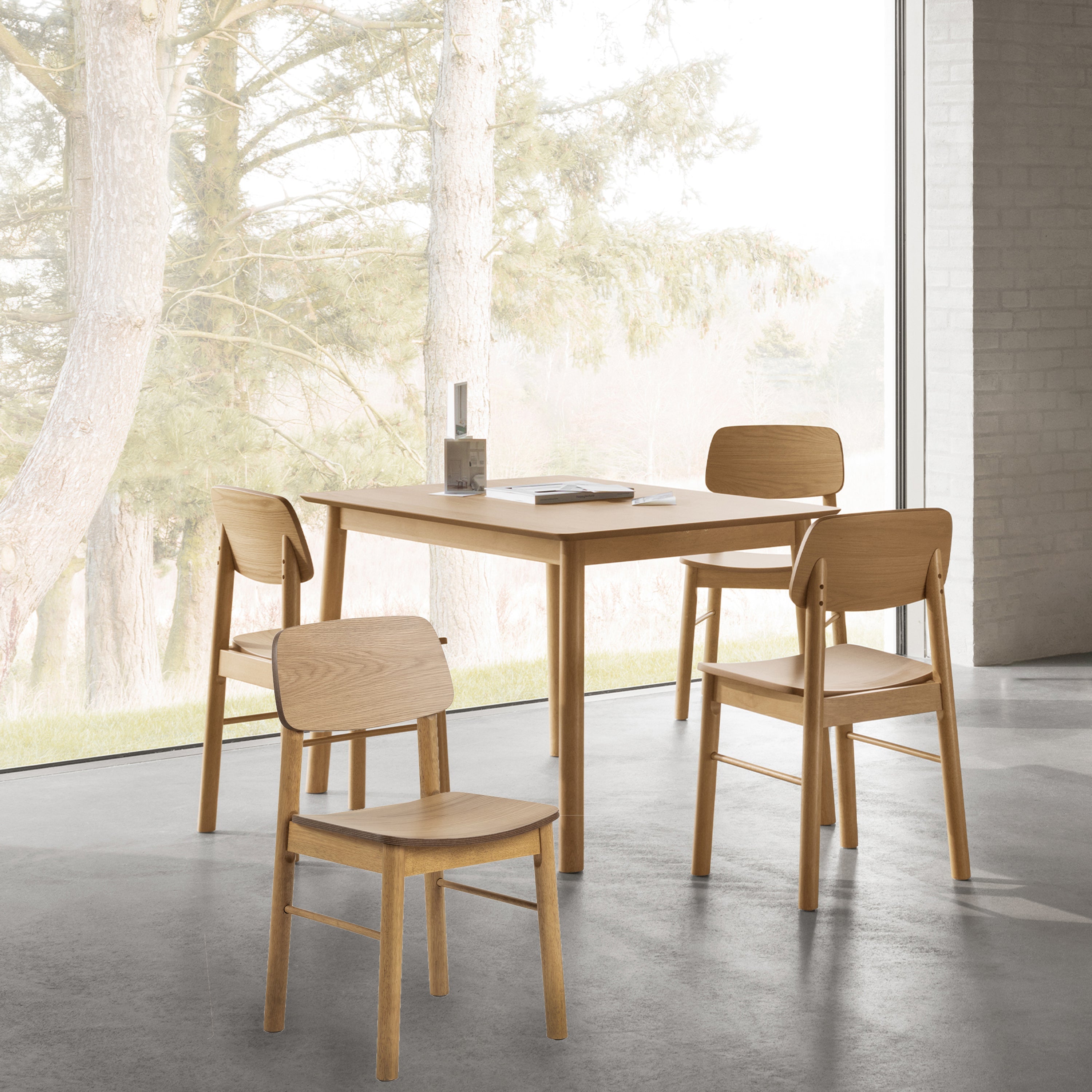Barlow Rectangular Dining Table in Matt Oak Included 4 Barlow Dining Chair in Matt Oak – FTG