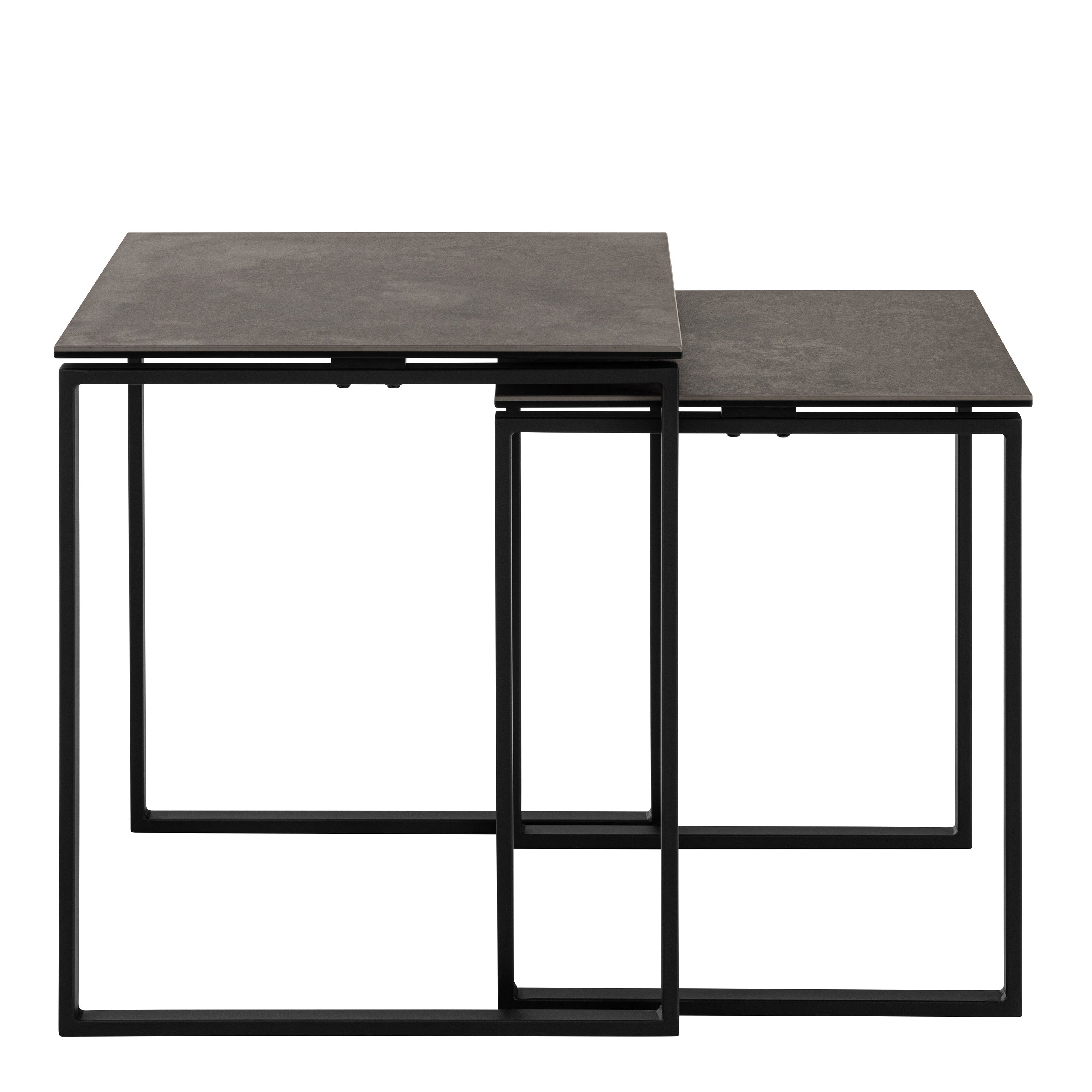 Katrine Square Coffee Table Set in Ceramic Black – FTG, view 2