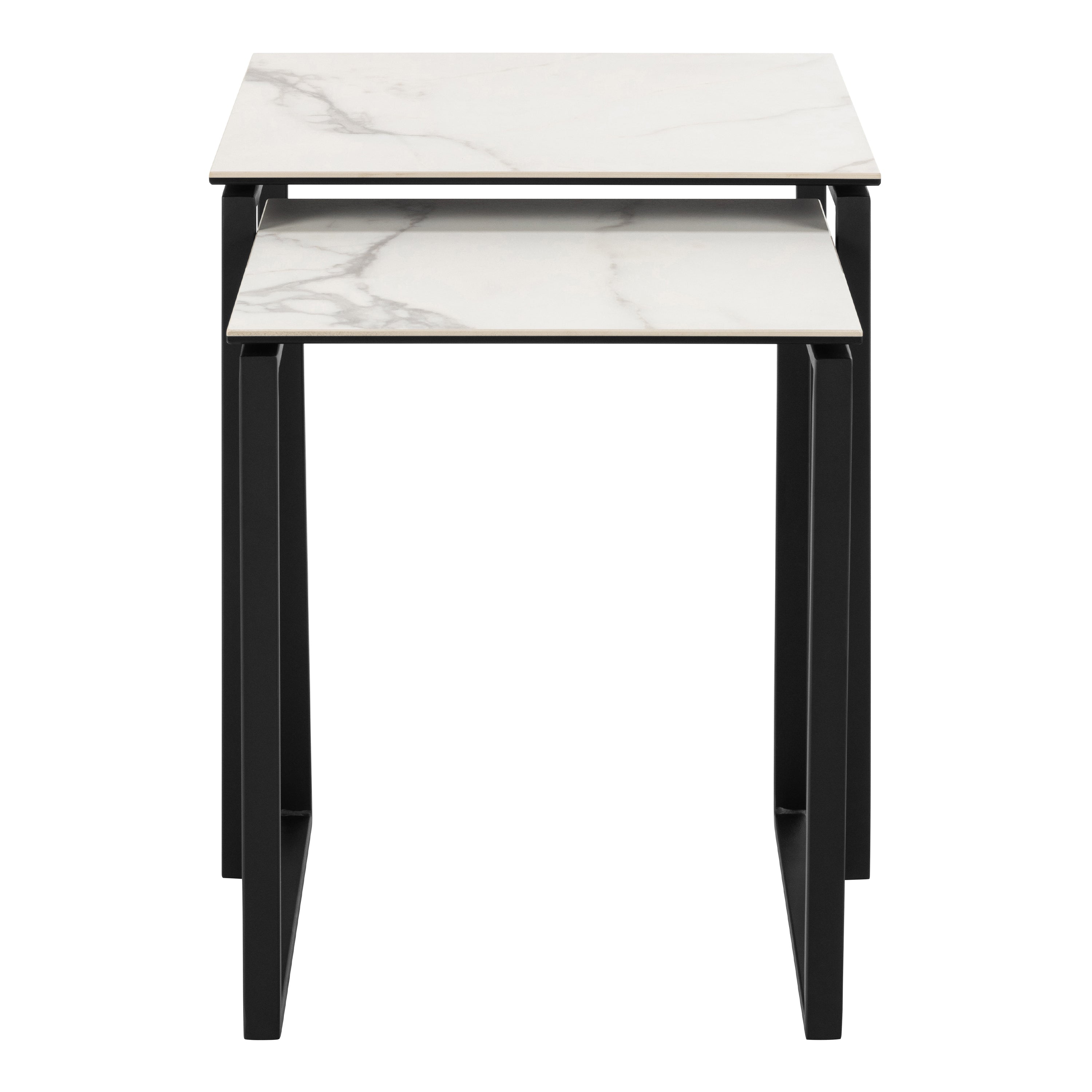 Katrine Square Coffee Table Set in Ceramic White – FTG, view 3